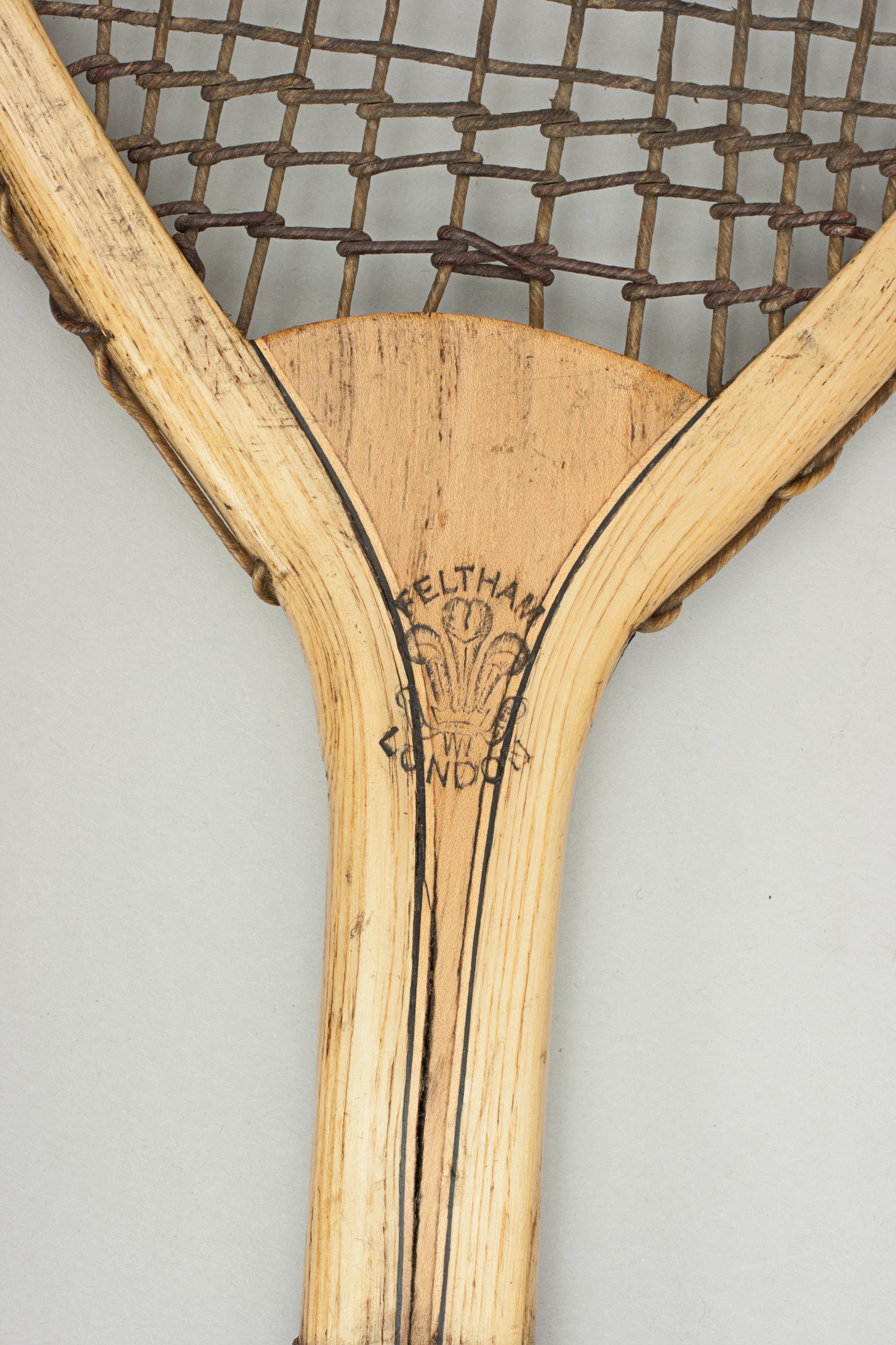 Pair of Feltham Lawn Tennis Rackets, 'The Alexandra' in Original Box and Poster In Good Condition In Oxfordshire, GB