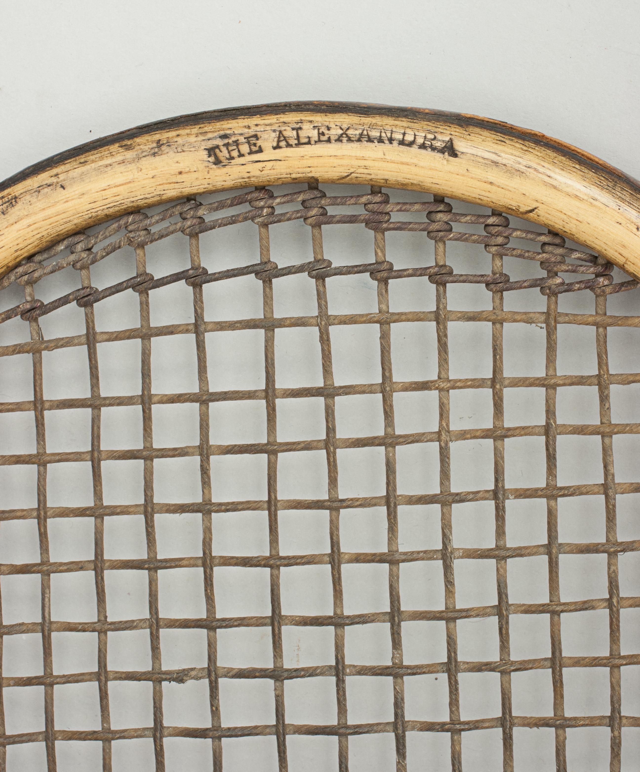 Late 19th Century Pair of Feltham Lawn Tennis Rackets, 'The Alexandra' in Original Box and Poster
