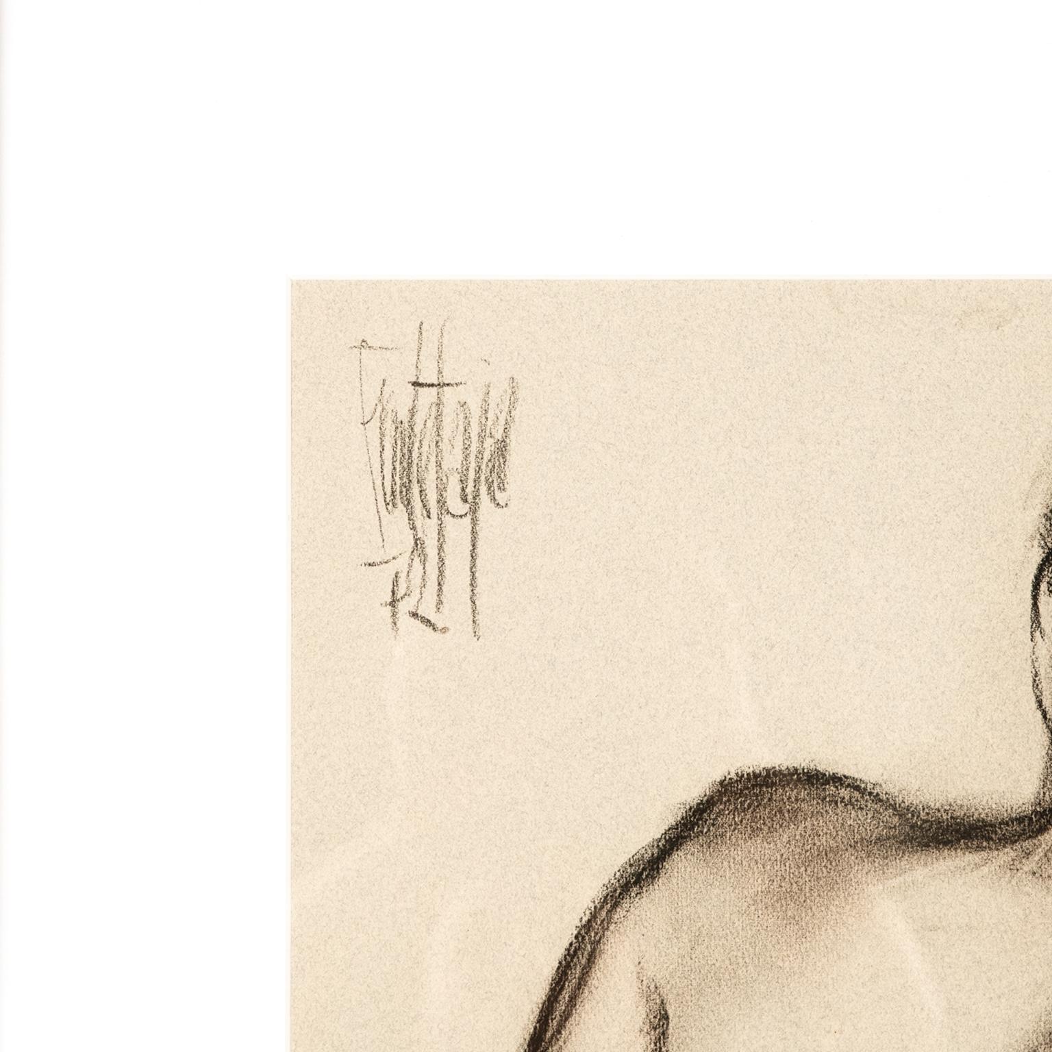 Spanish Pair of Female Nude Sketches By José Luis Fuentetaja For Sale