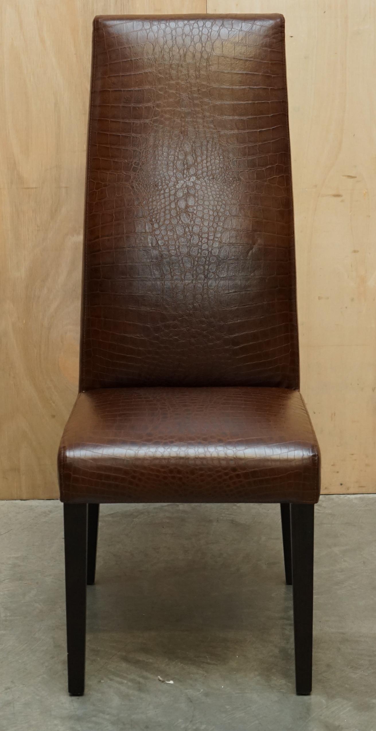 Pärchen FENDI ALLIGATOR CROCODILE PATINA BROWN LEATHER OCCASIONAL CHAIRs (Art déco) im Angebot