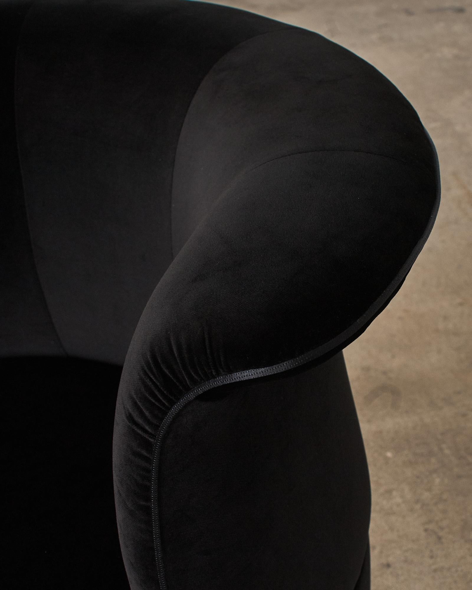 Pair of Fendi Casa Black Velvet Chrome Tulip Chairs For Sale 2
