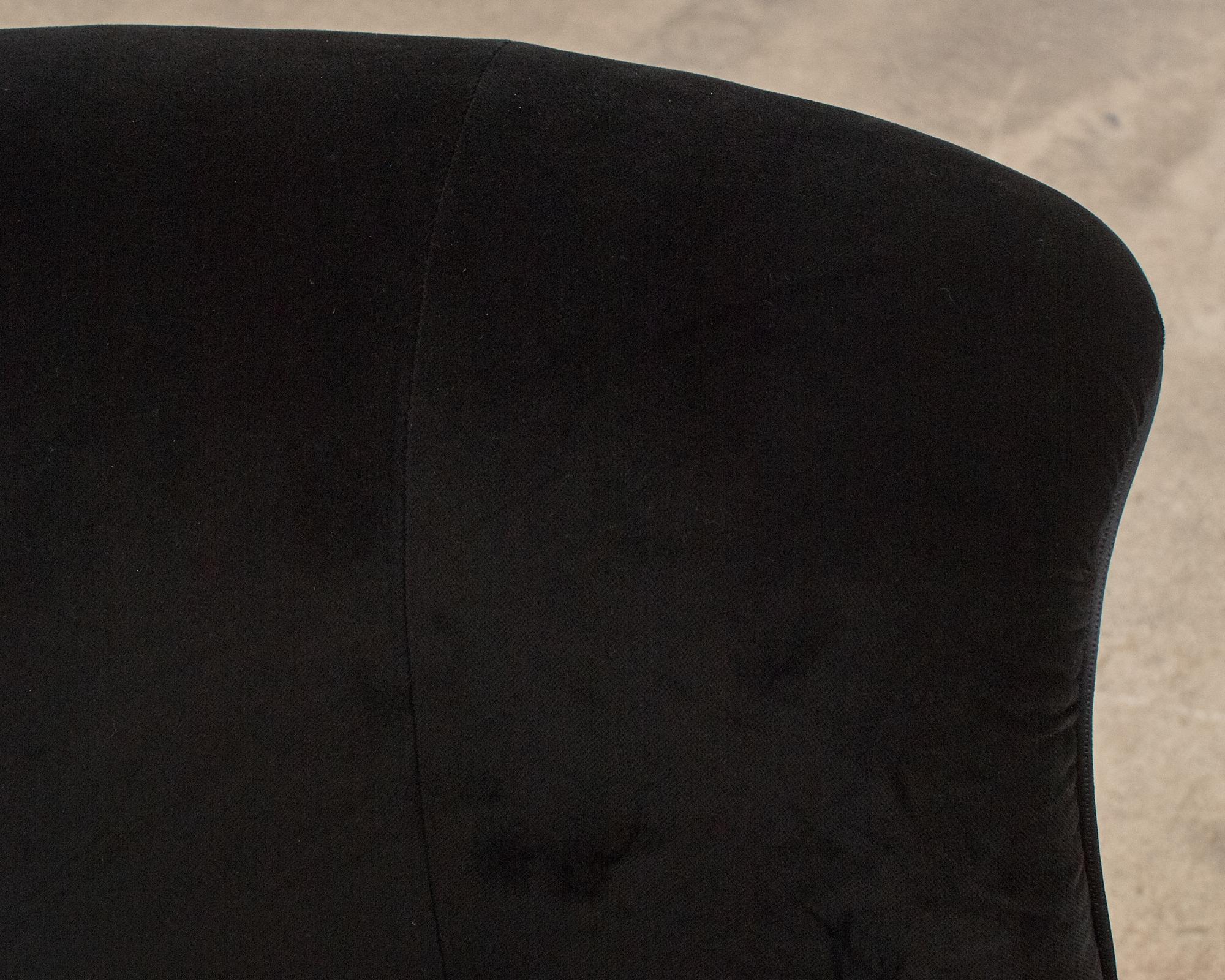 Pair of Fendi Casa Black Velvet Chrome Tulip Chairs For Sale 8