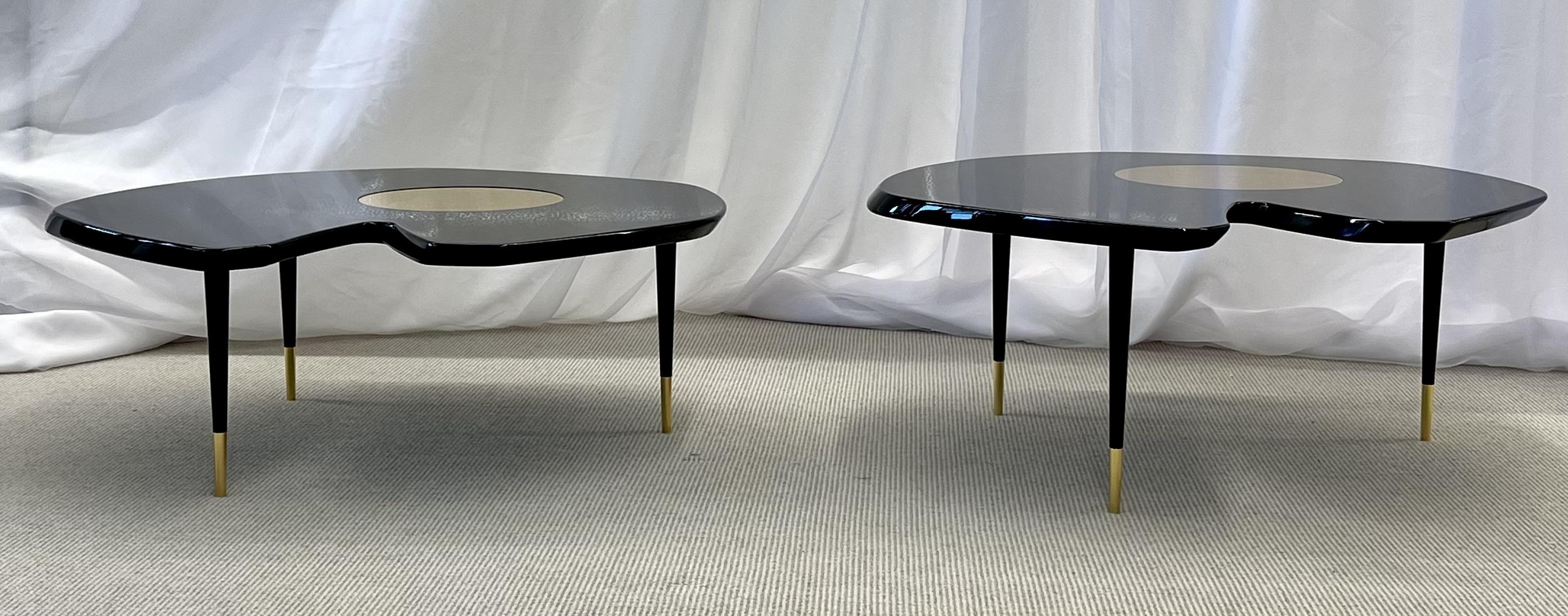 Pair of Fendi Casa Fleurette coffee tables or cocktail tables, lacquer, bronze, organic, Fendi Casa
 
Fleurette coffee tables by Thierry Lamaire, Each Marked Fendi table glossy lacquered steel. Steel details in bronze shadow finish.
 
Can