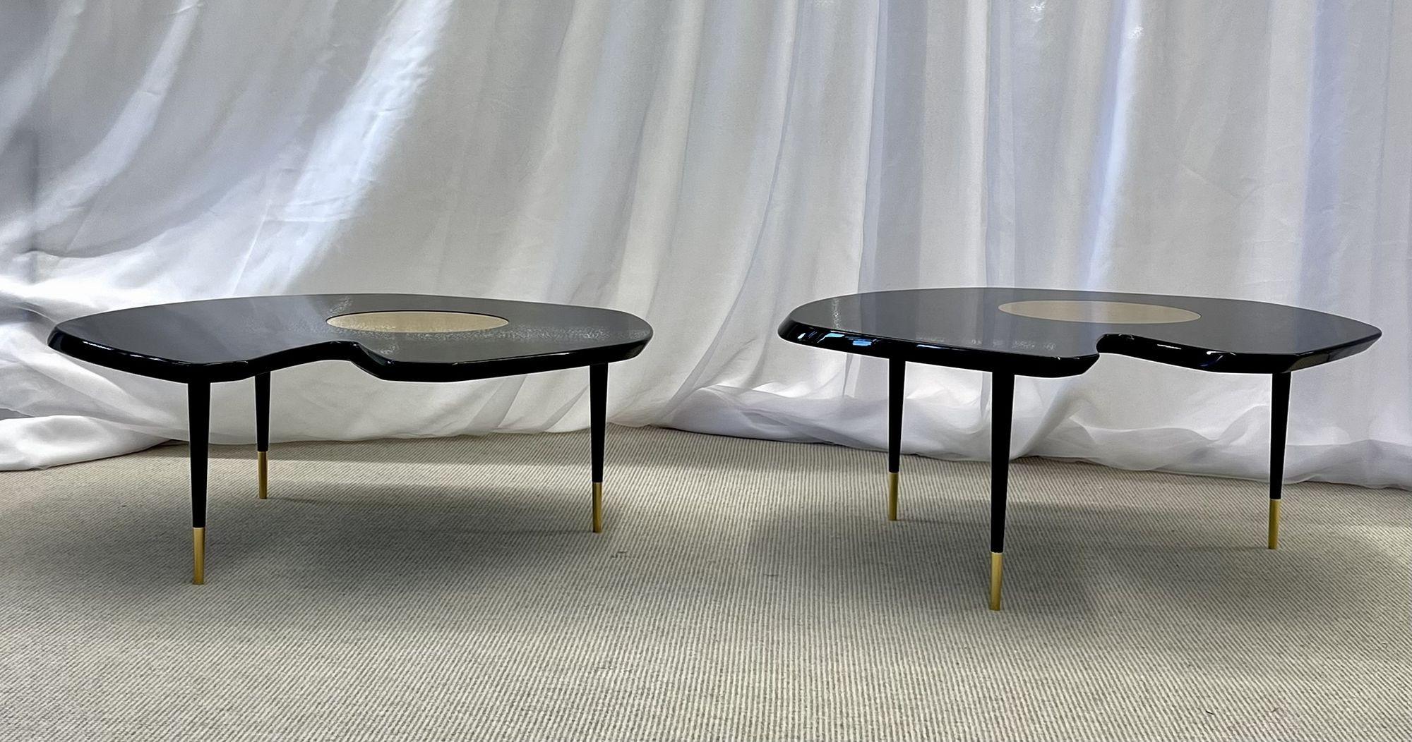 Pair of Fendi Casa Fleurette Coffee Tables, Lacquer, Bronze, Organic, Fendi Casa In Good Condition In Stamford, CT