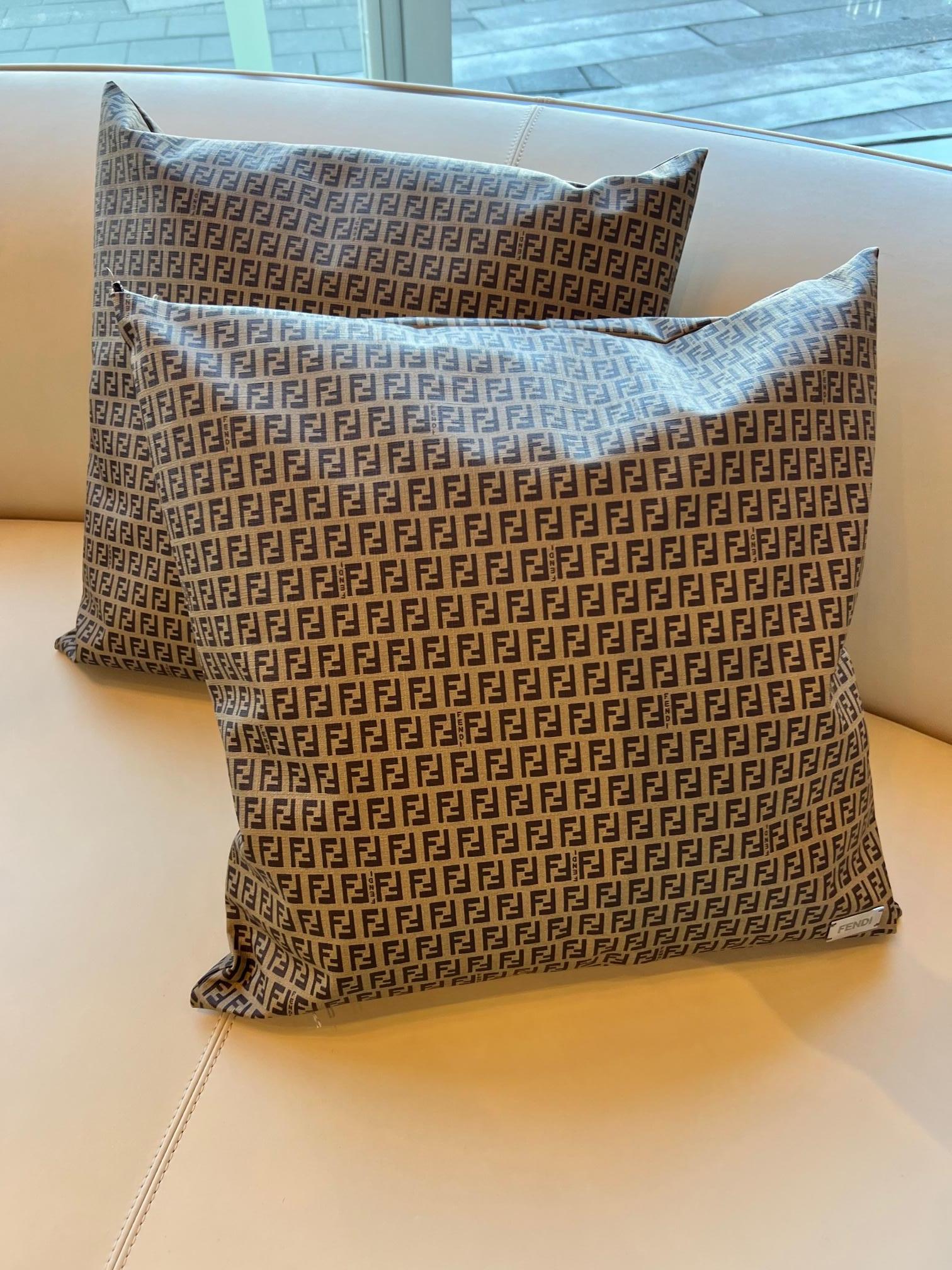Pair of Fendi Casa Outdoor all weather vinyl pillows with 