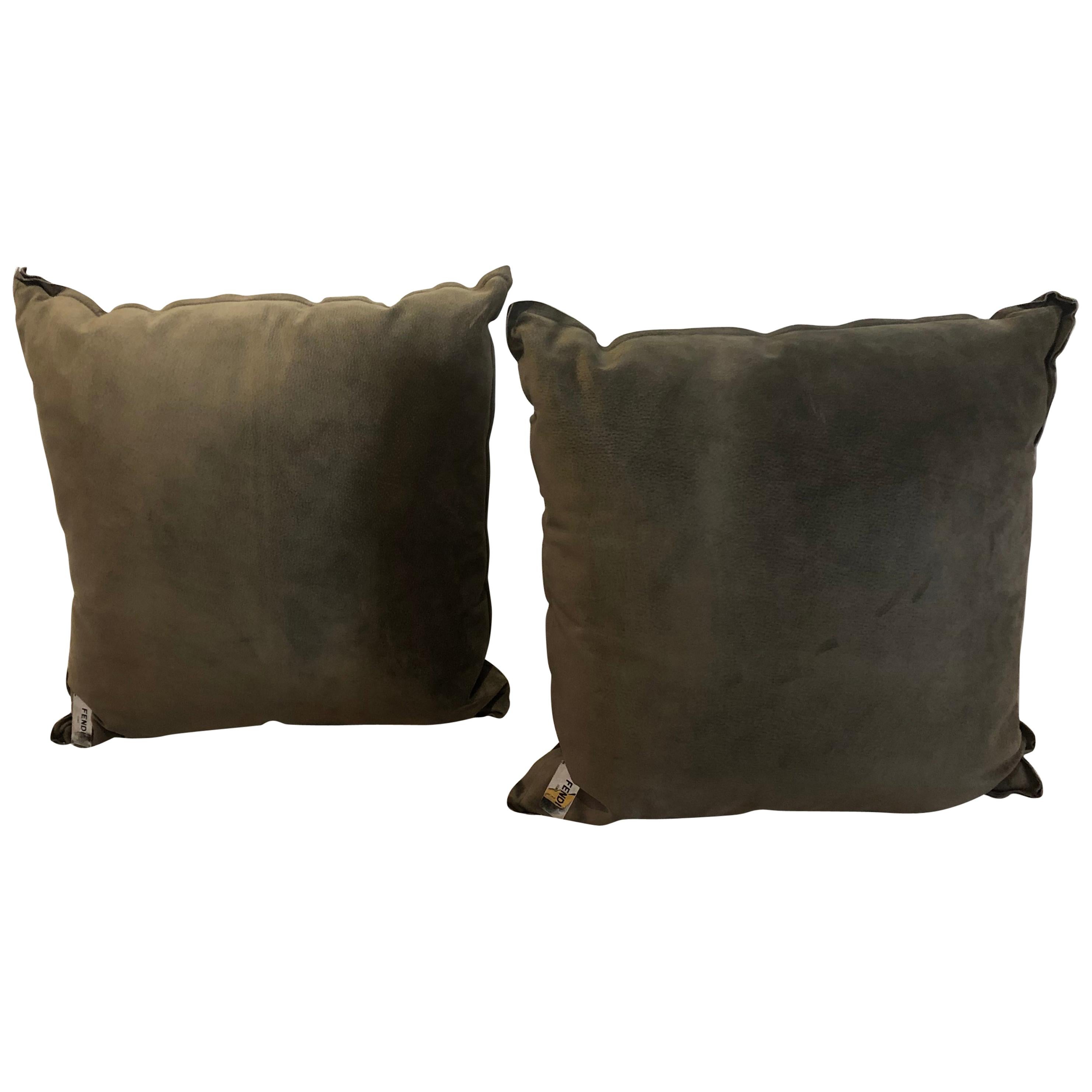Pair of Fendi Large Suede Pillows