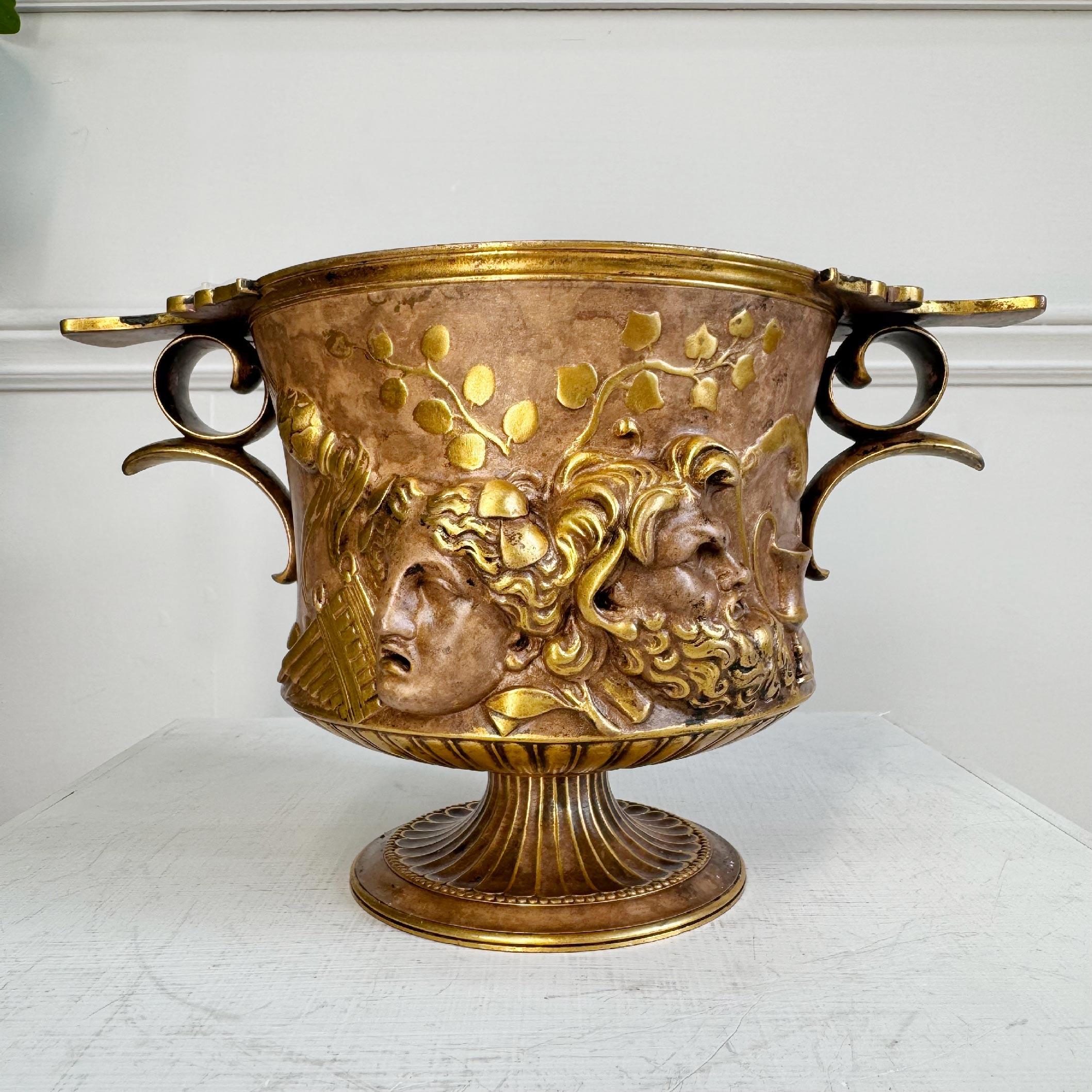 Late 19th Century Pair of Ferdinand Barbedienne Low Handled Bronze Borghese Urns  For Sale
