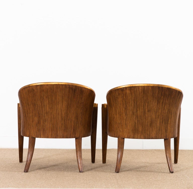 Pair of Ferguson-Copeland Hollywood Regency Rattan Barrel Chairs For Sale 13