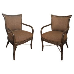 Pair of Ferguson Copeland Tortoise & Silver Leaf Upholstered Brighton Armchairs