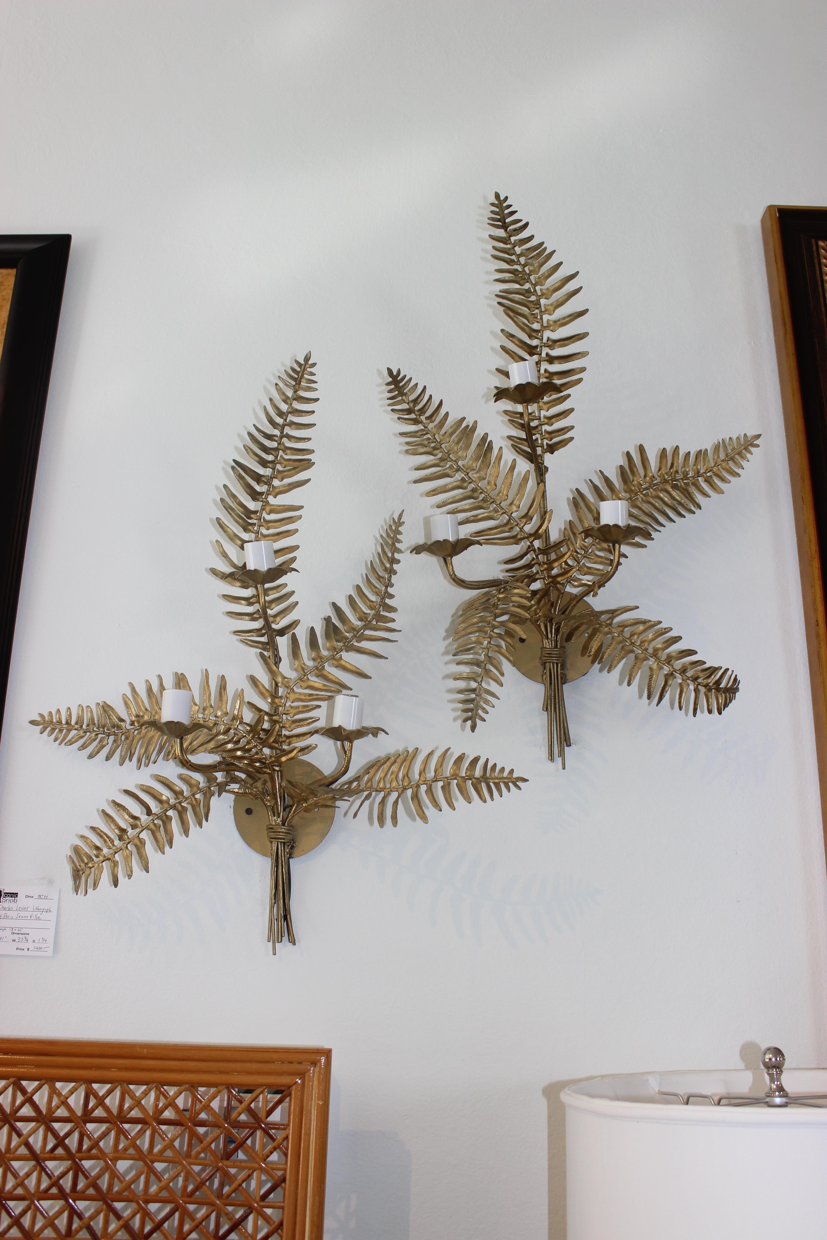 Pair of Fern Form Wall Sconces 2