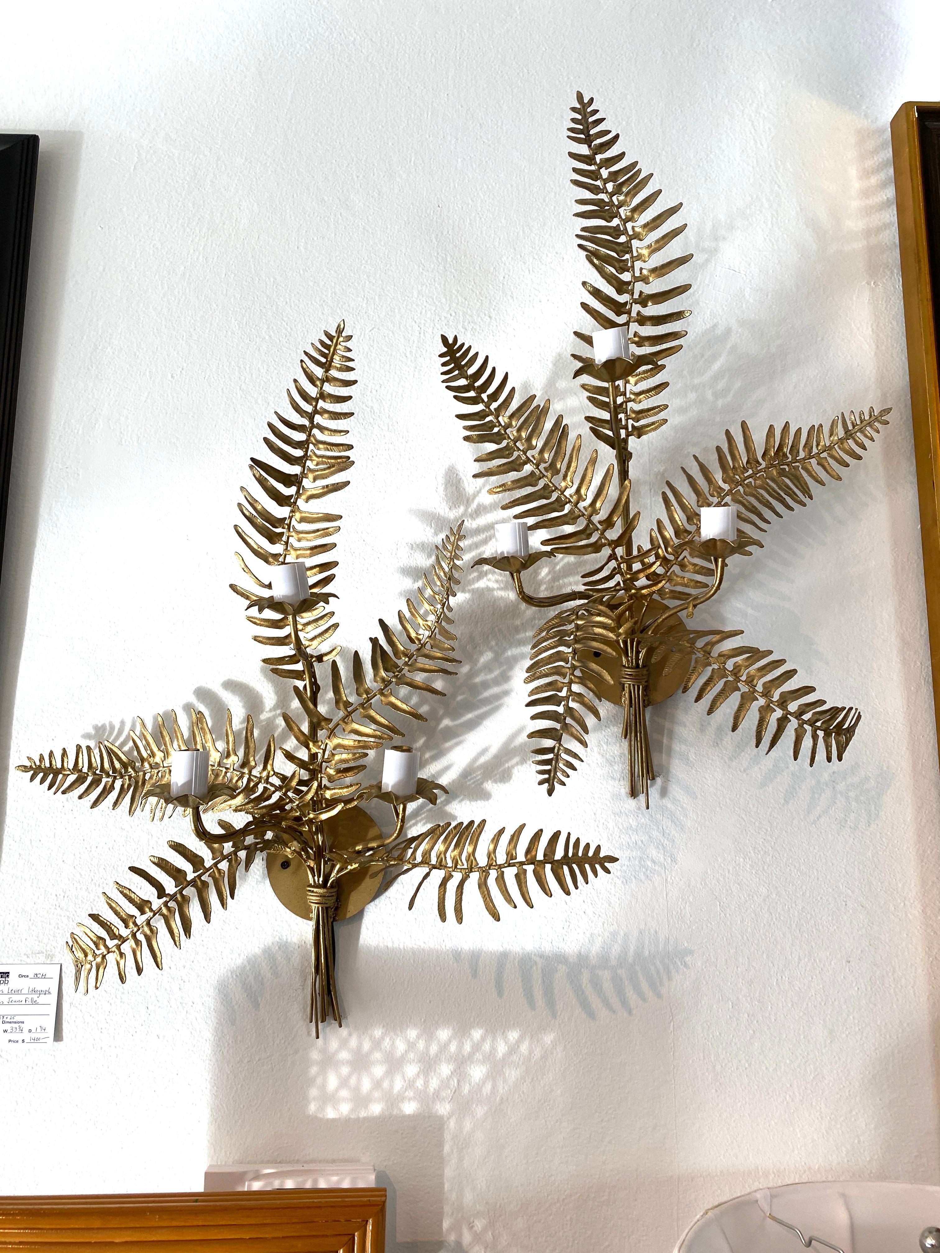Pair of Fern Form Wall Sconces 1