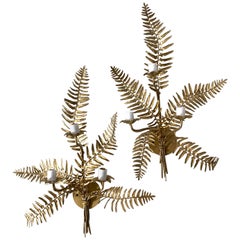 Vintage Pair of Fern Form Wall Sconces