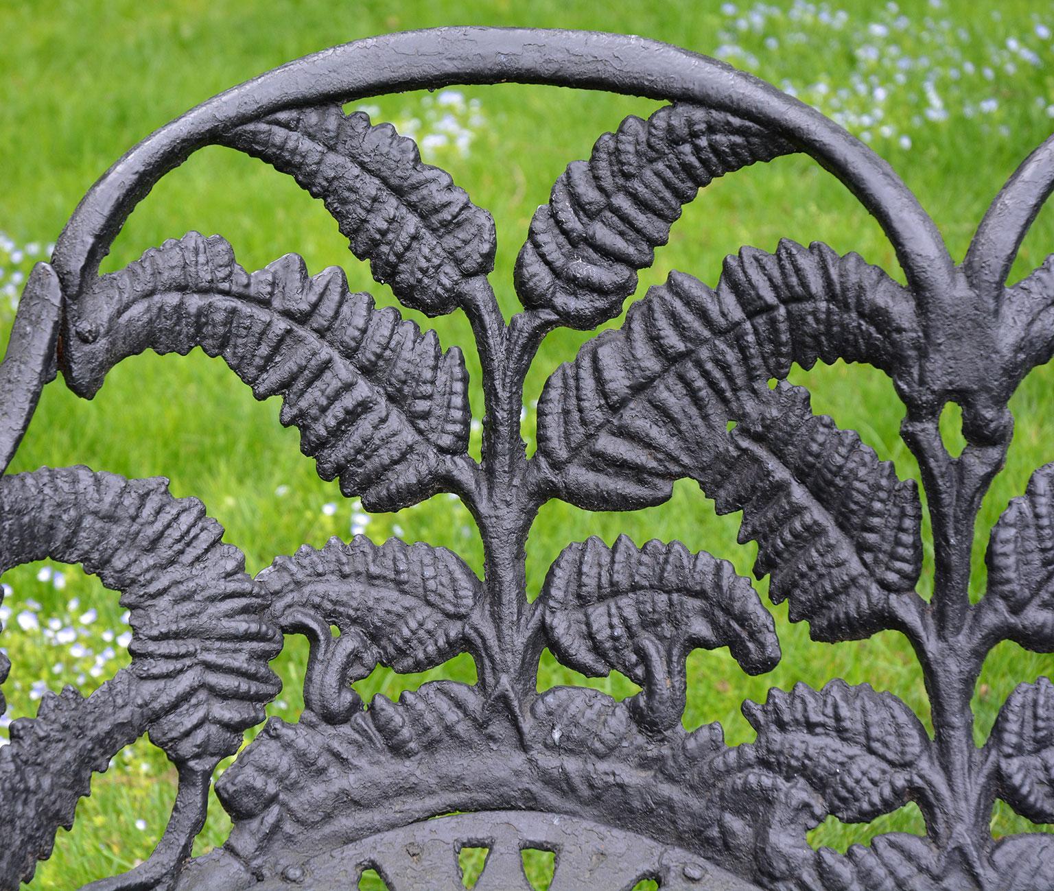 Pair of Black Fern Cast Iron Benches 1