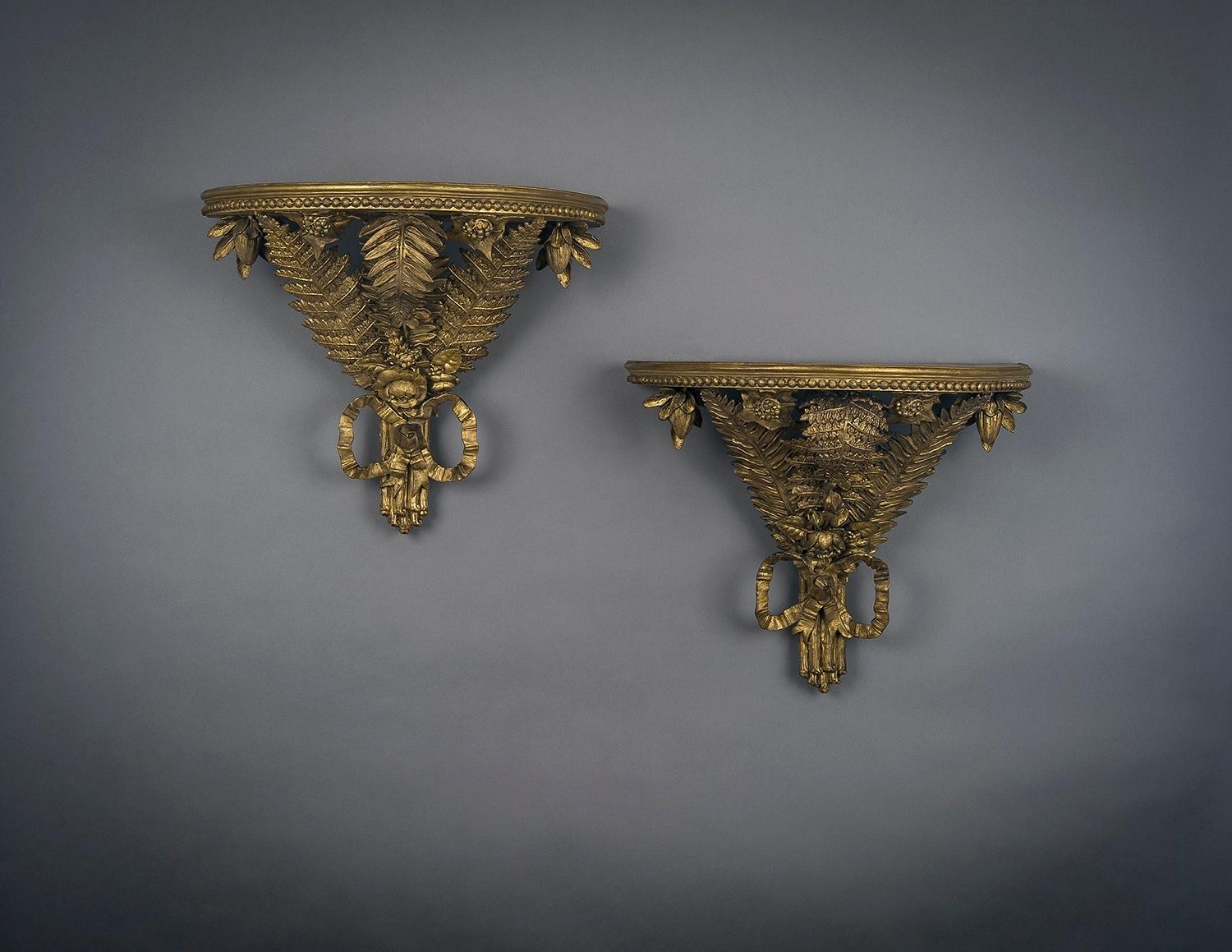 Aesthetic Movement Pair of Fern Wall Brackets For Sale