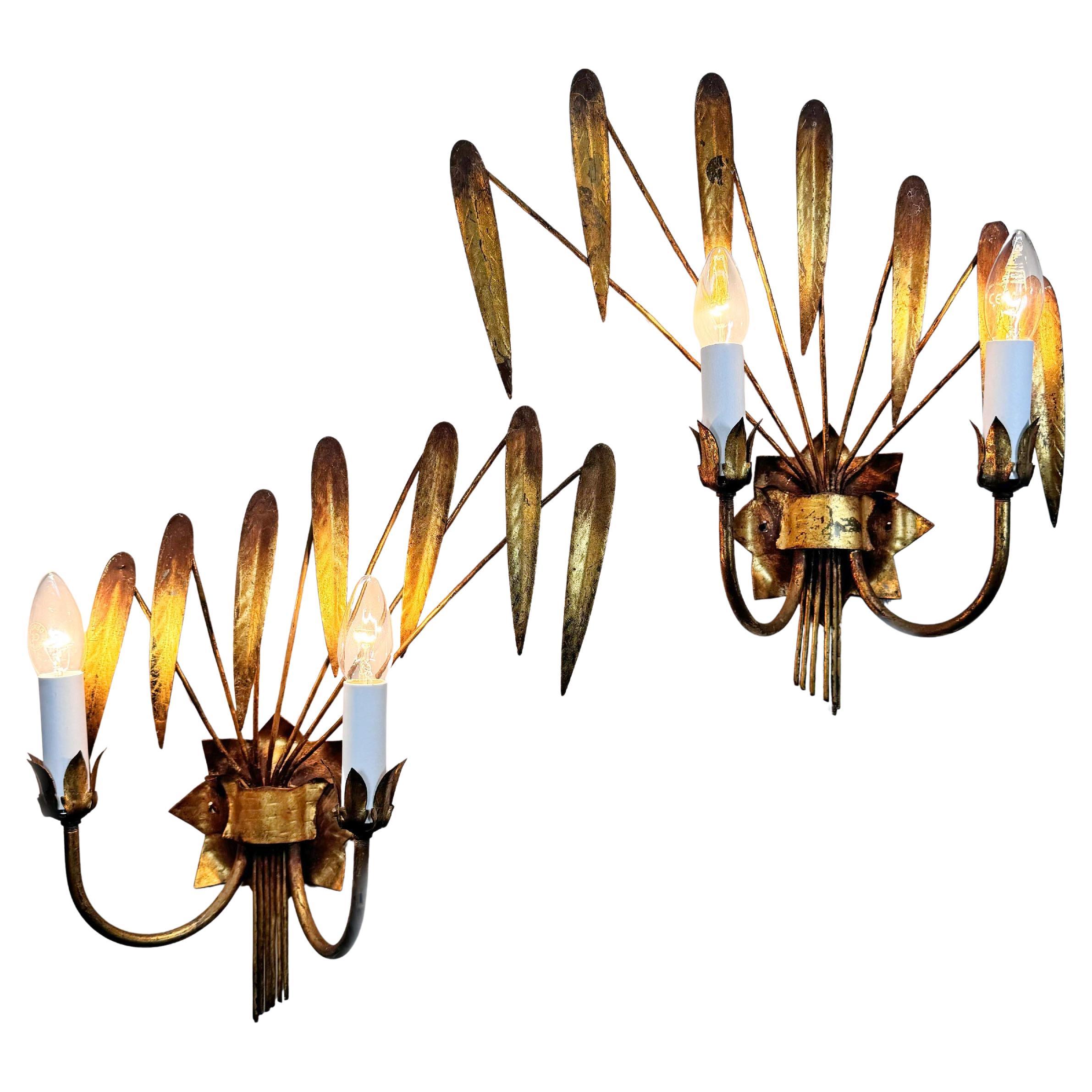 Pareja de apliques de pan de oro Ferro Art