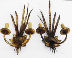 Pair of Ferrocolor Wheat Sconces