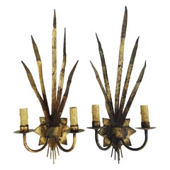 Pair of Ferrocolor Wheat Sconces