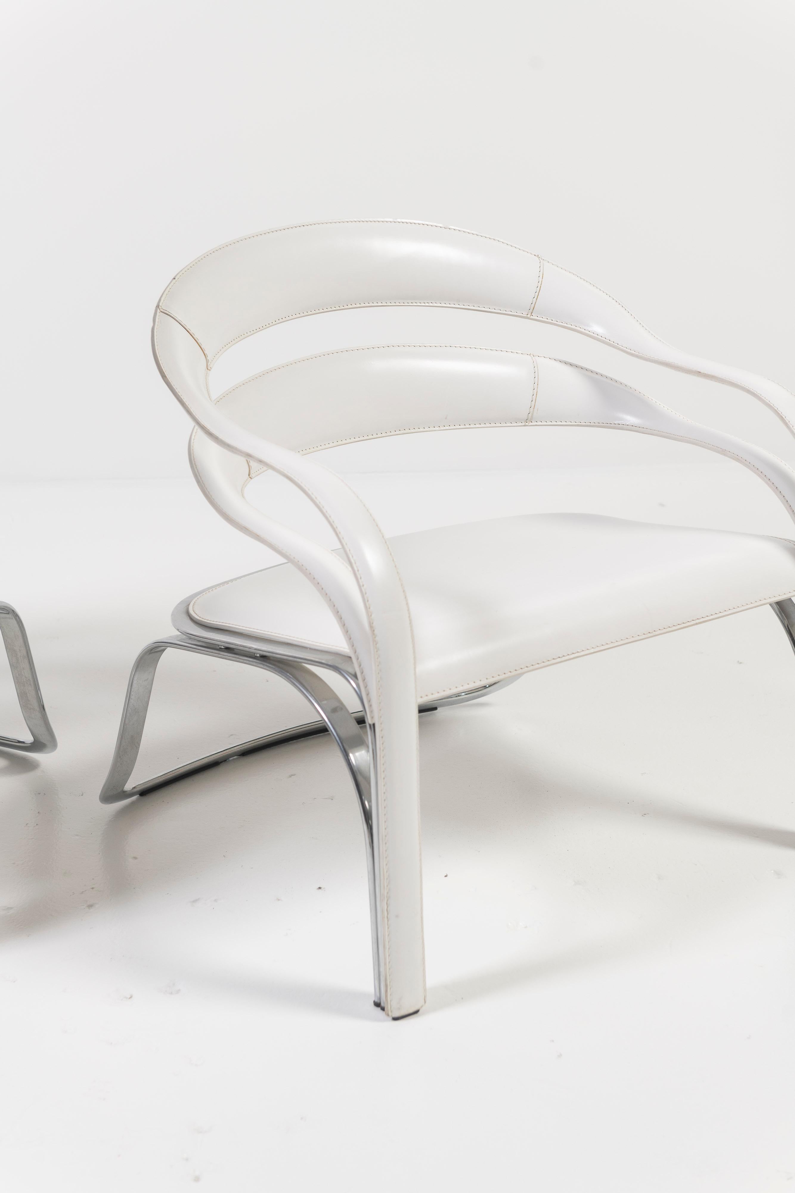 Italian Pair of Fettuccini W Lounge Chairs by Vladimir Kagan for Fasem International For Sale