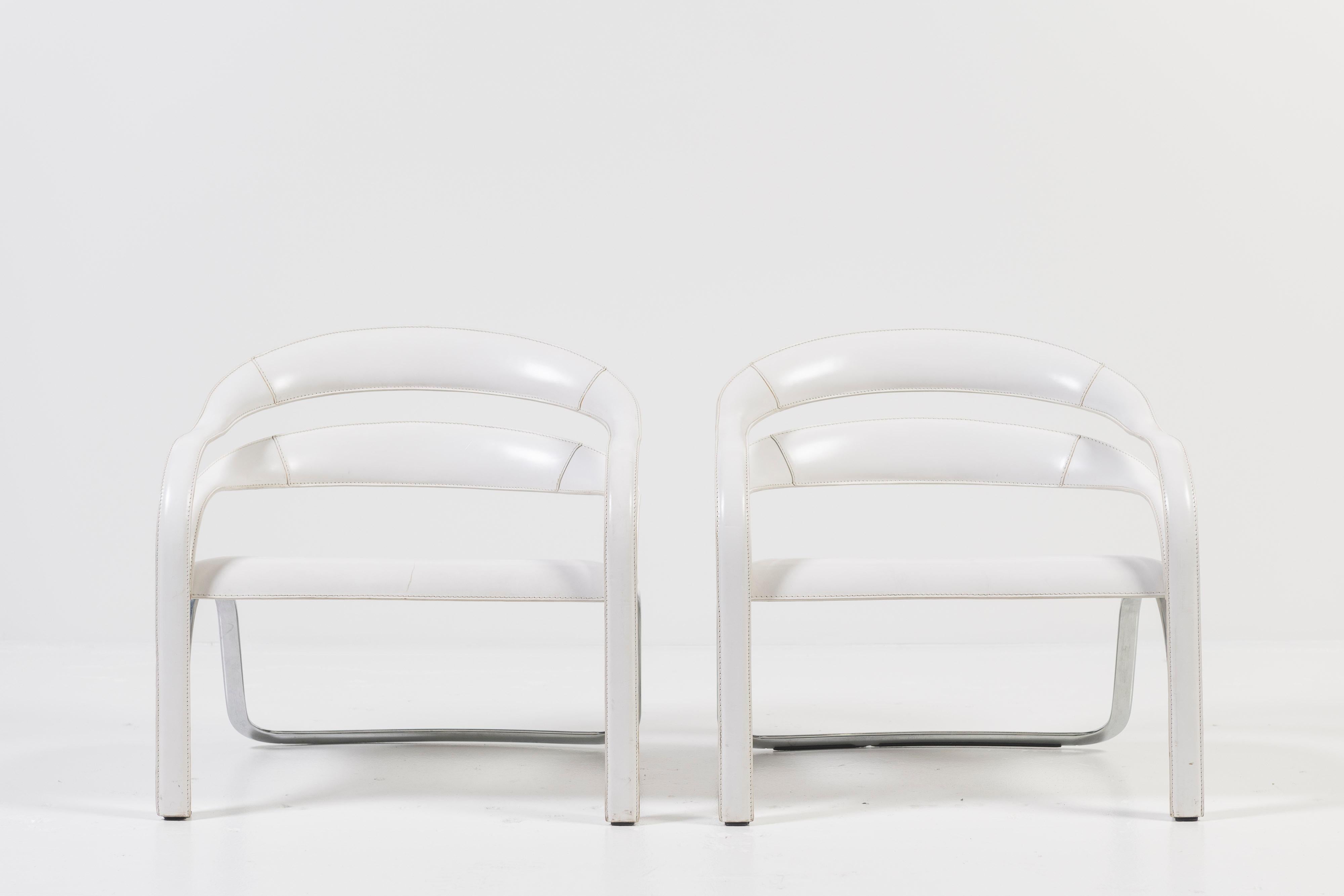 Plated Pair of Fettuccini W Lounge Chairs by Vladimir Kagan for Fasem International For Sale