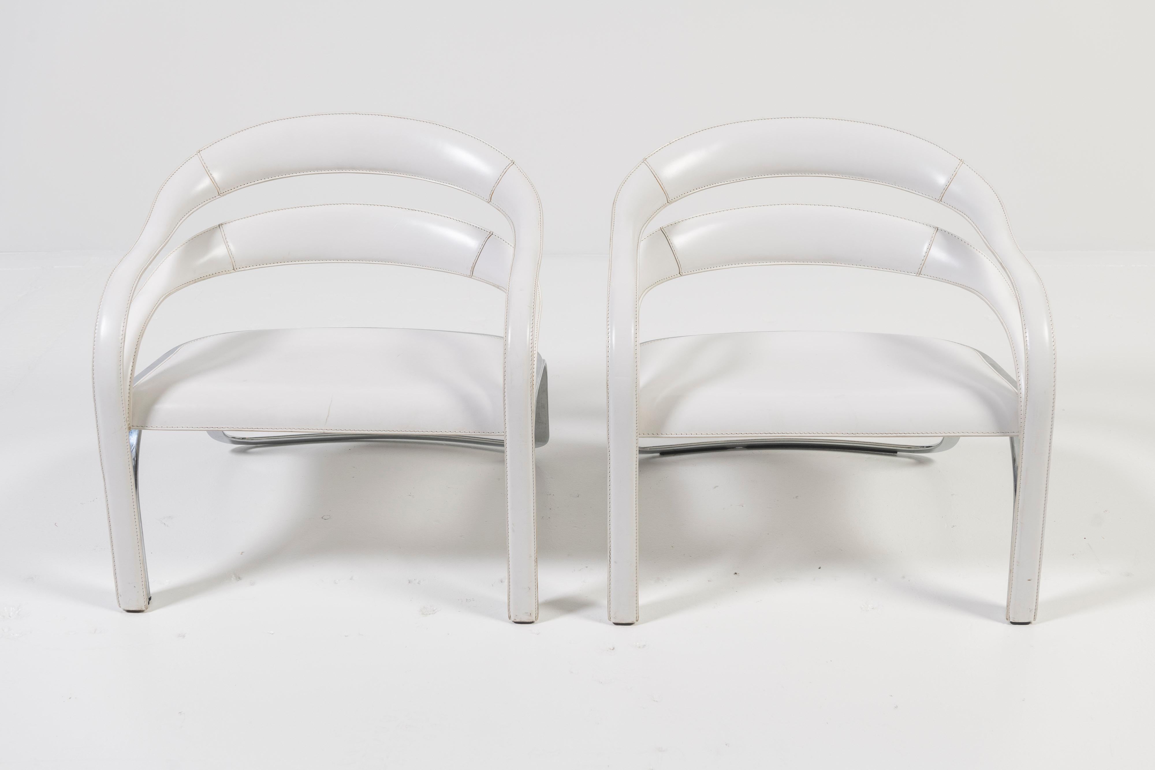 Pair of Fettuccini W Lounge Chairs by Vladimir Kagan for Fasem International In Good Condition For Sale In San Francisco, CA