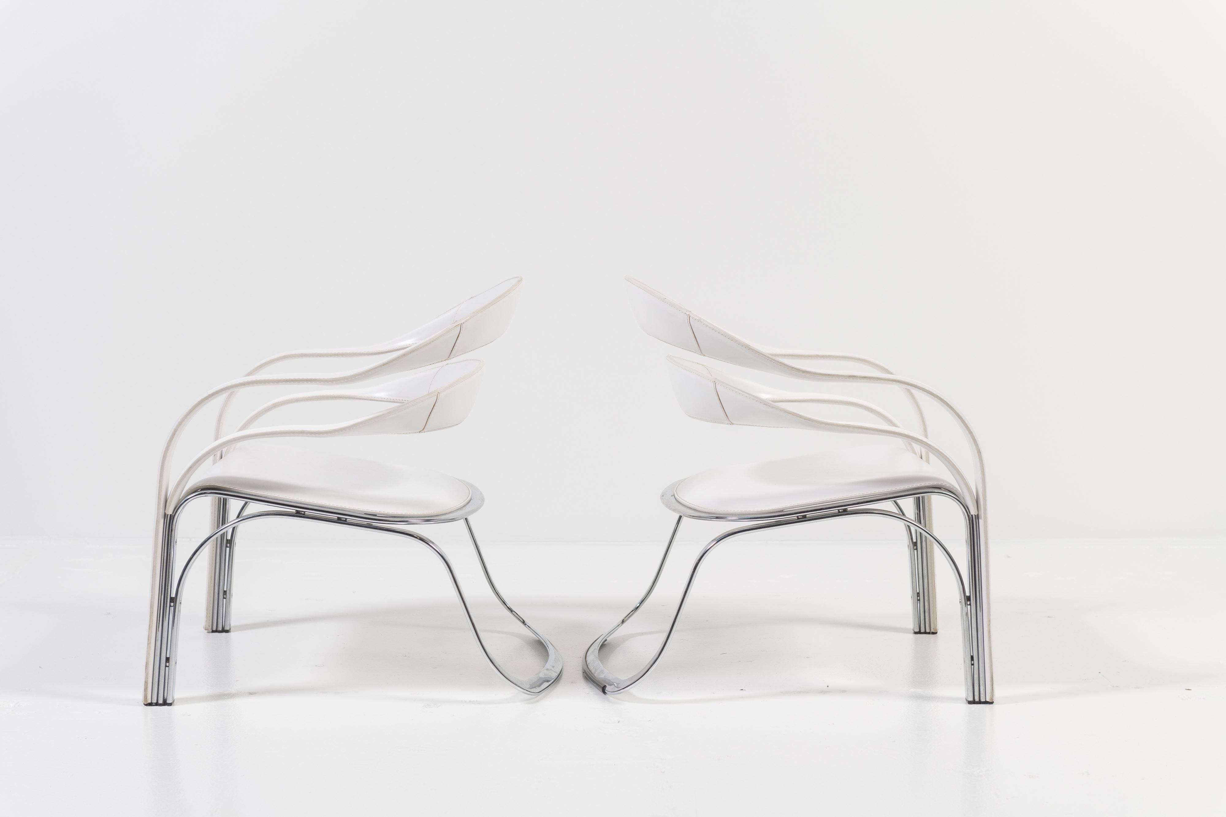 Stainless Steel Pair of Fettuccini W Lounge Chairs by Vladimir Kagan for Fasem International For Sale