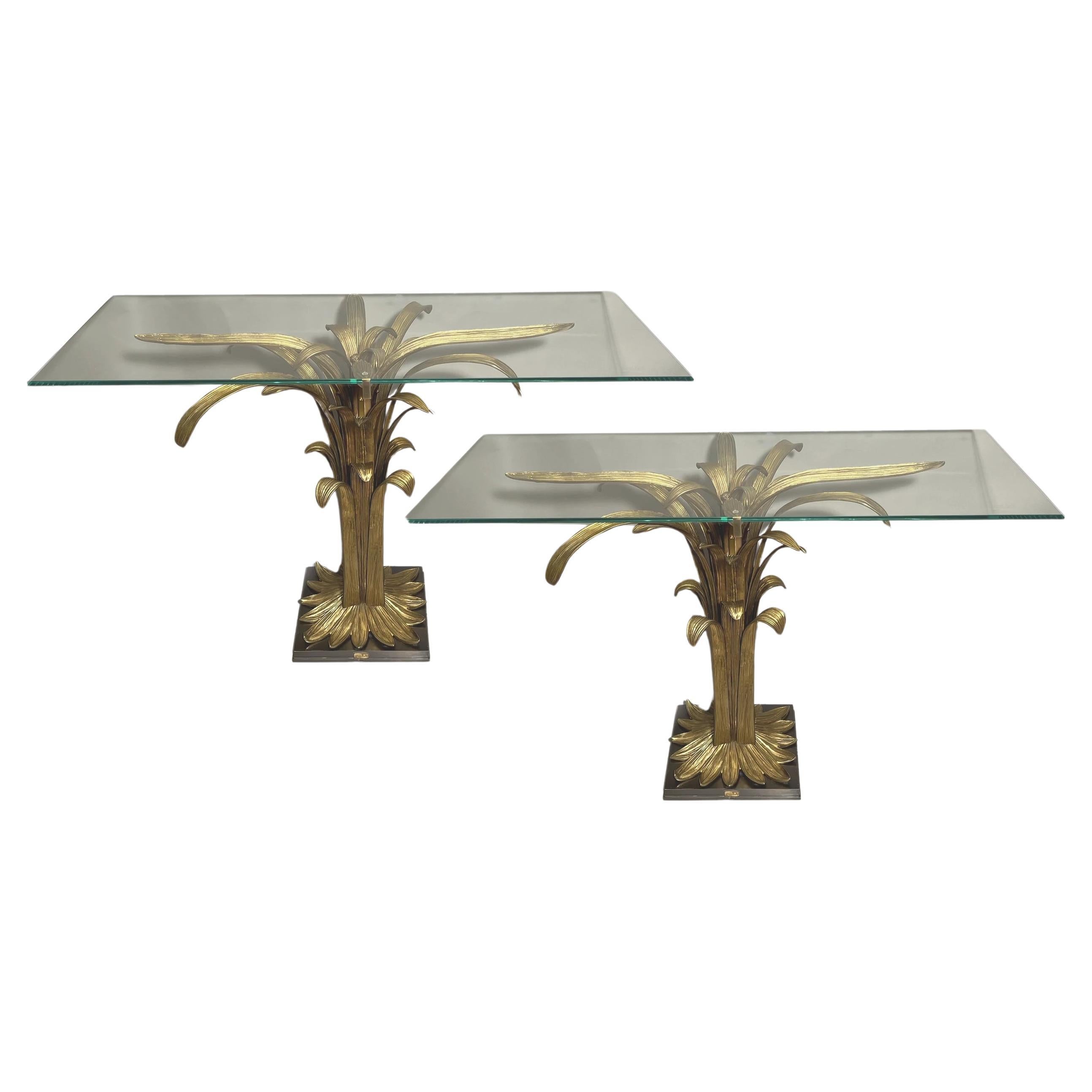 Pair of "feuille d'eau" consoles, by Chrystiane Charles, France, circa 1970 For Sale