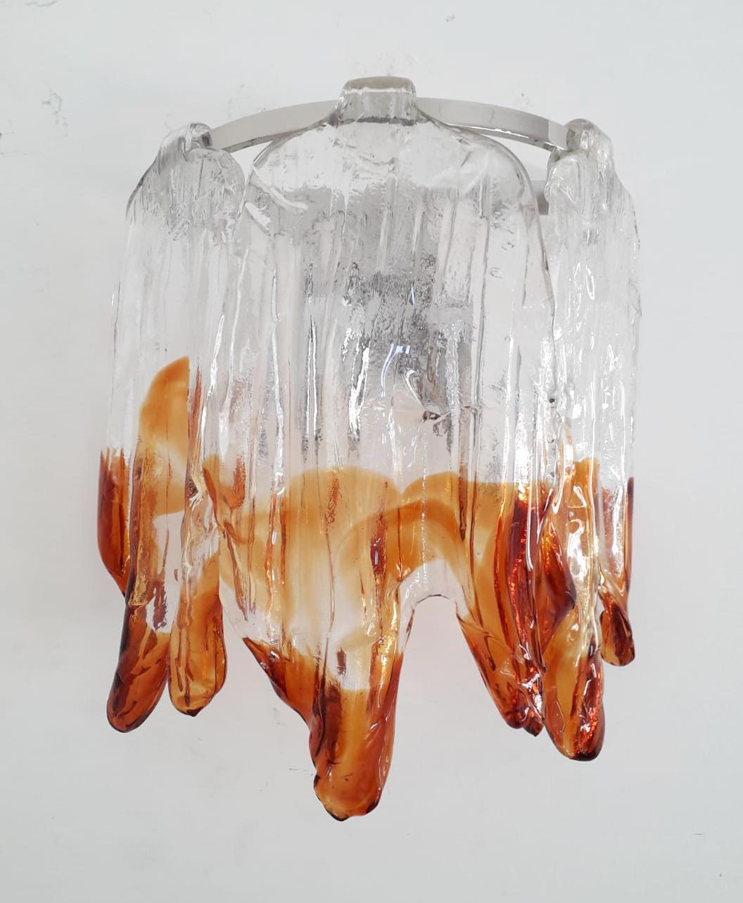 Mid-Century Modern Pair of Fiamme Sconces by Mazzega For Sale