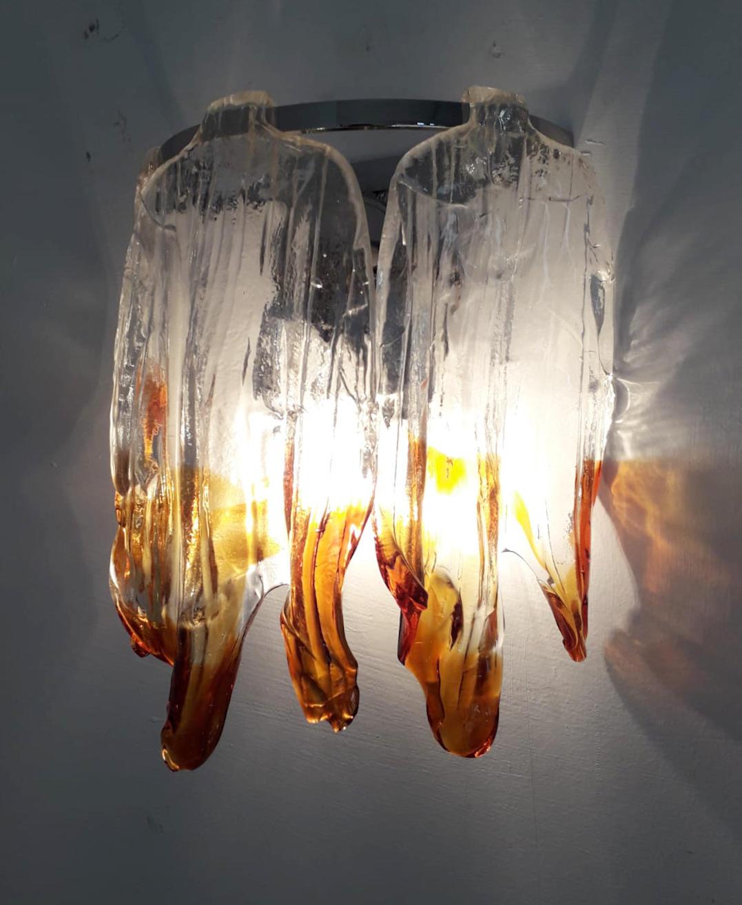 Pair of Fiamme Sconces by Mazzega For Sale 1