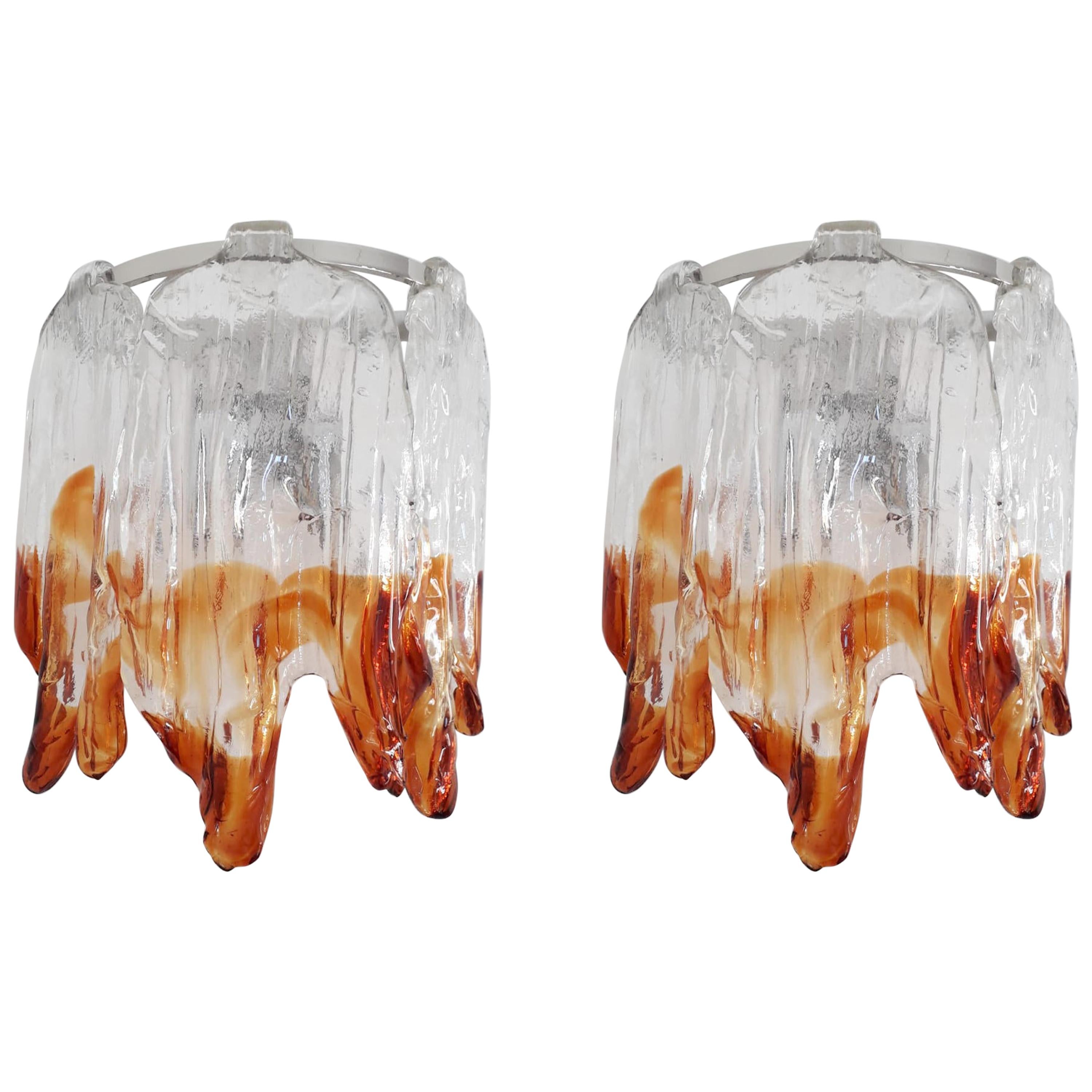 Pair of Fiamme Sconces by Mazzega For Sale