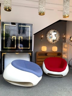 Pair of Fiberglass POD Armchairs by Mario Sabot, Italy, 1970s