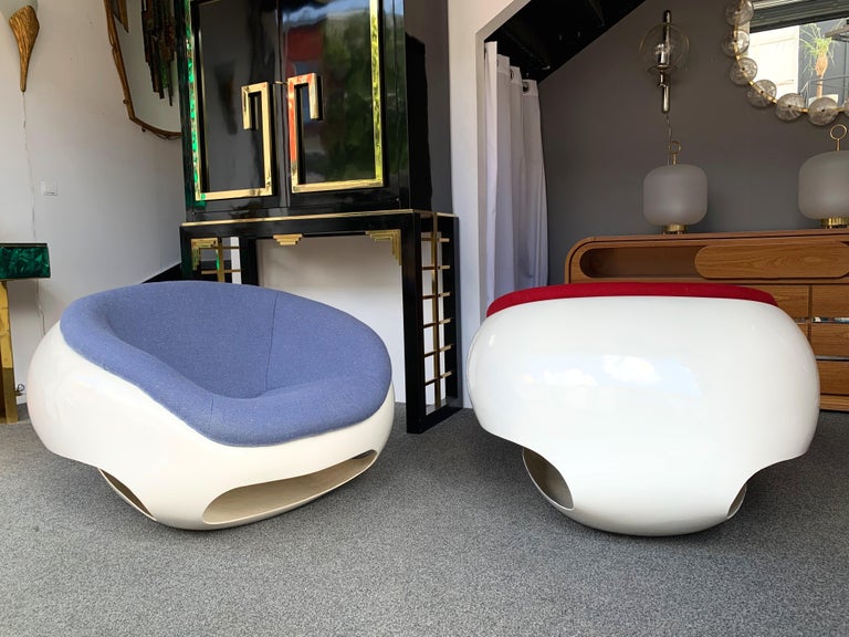 Space Age Pair of Fiberglass POD Armchairs by Mario Sabot, Italy, 1970s
