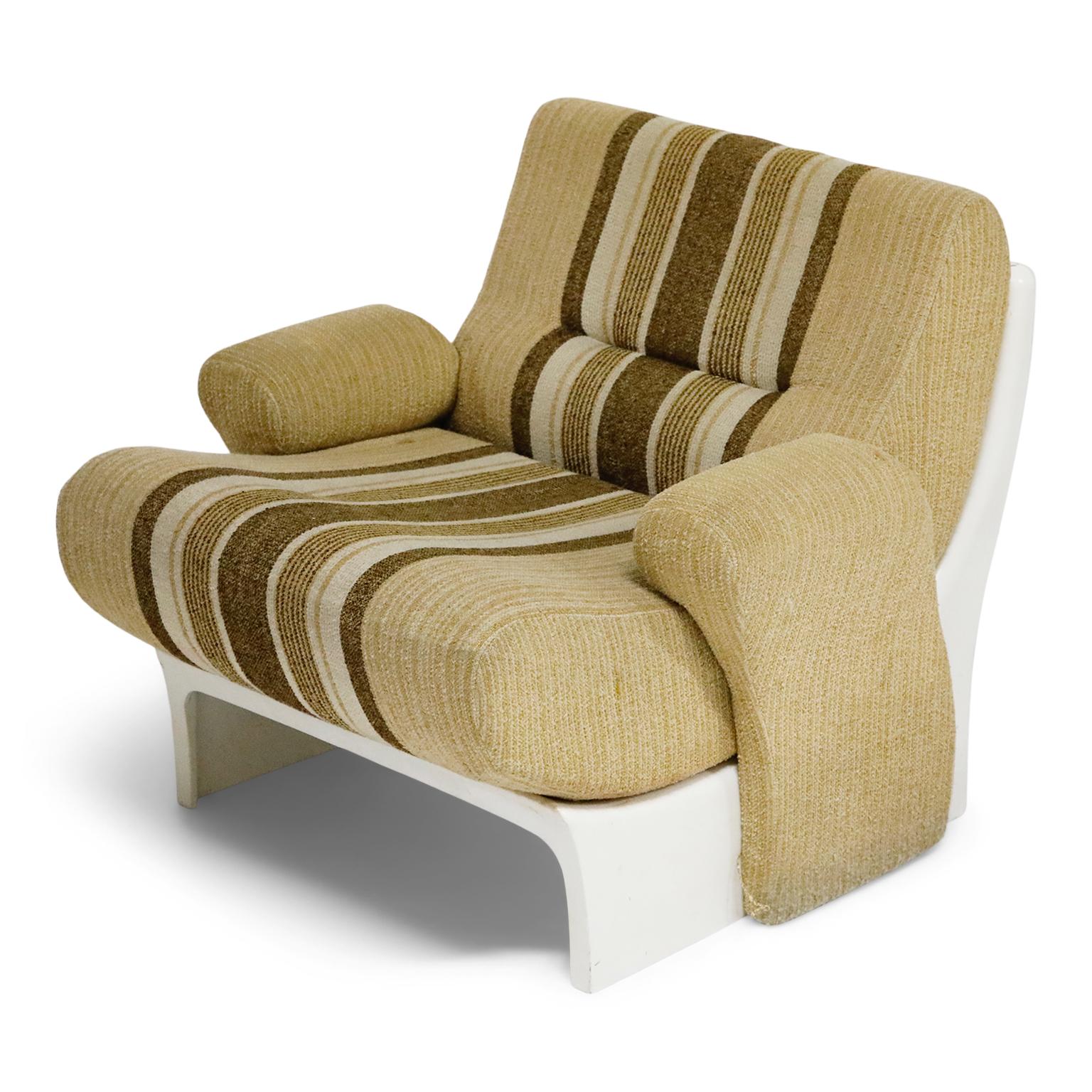 Fabric Pair of Fiberglass Scoop Lounge Chairs by Ernst Moeckl, Germany, 1960s