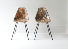 Beistellstühle aus Glasfaser von Rene Jean Caillette, Frankreich 1950er Jahre, Paar