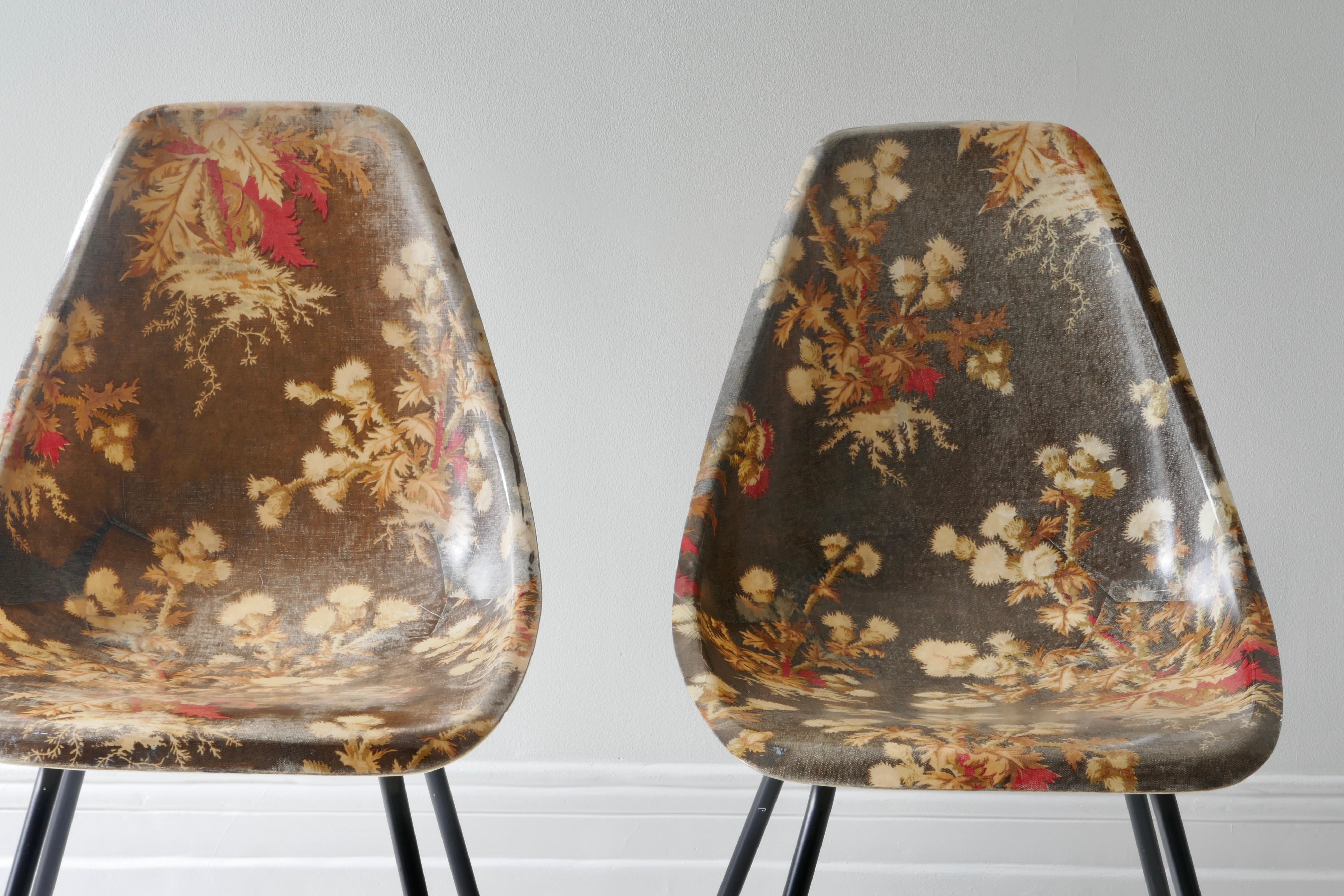 Pair of Fibreglass Side Chairs by Rene Jean Caillette, France 1950s For Sale 1