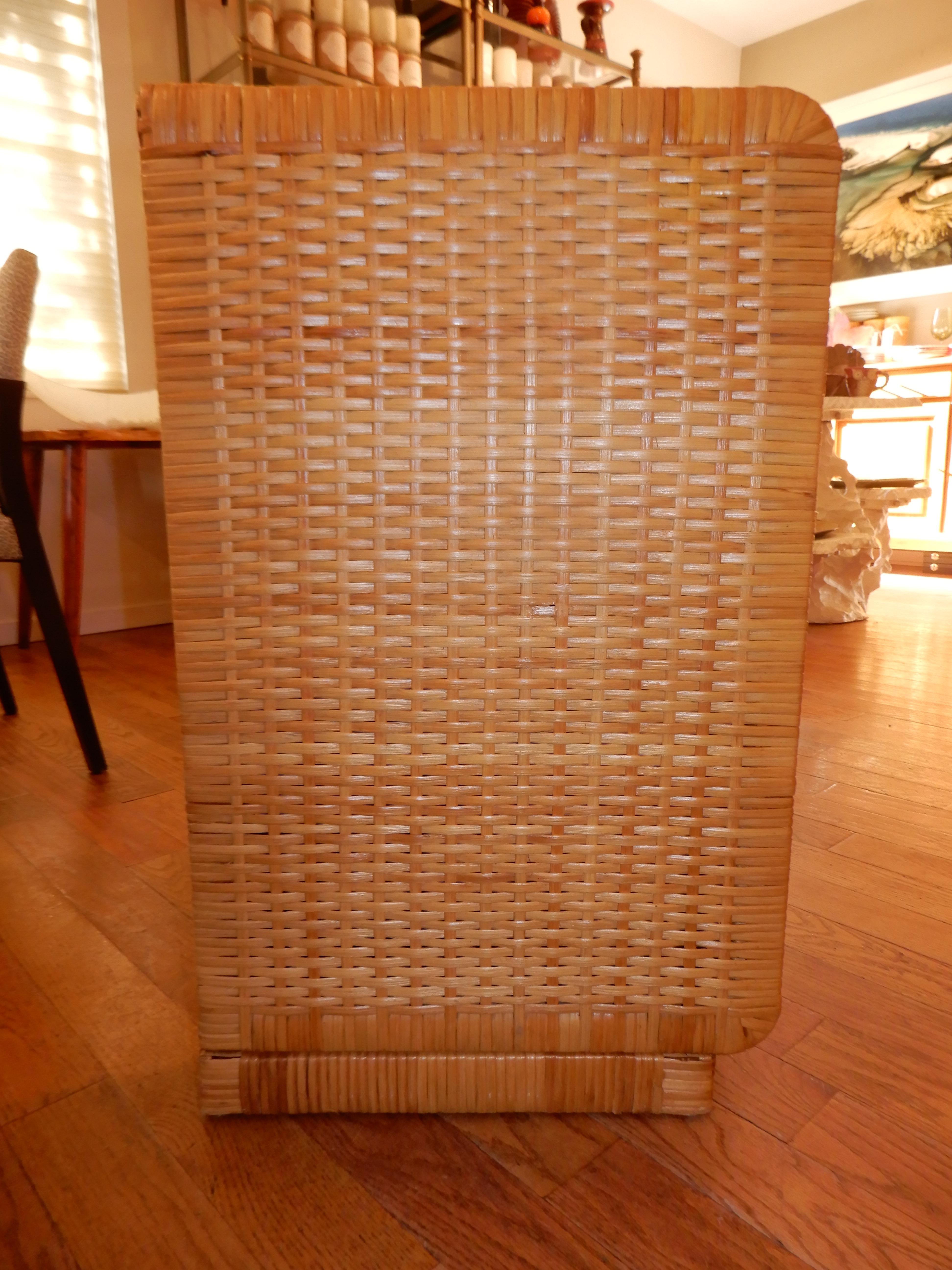 Pair of Ficks & Reed Modern Rattan Three Drawer Chests/Dressers In Excellent Condition In Bellport, NY