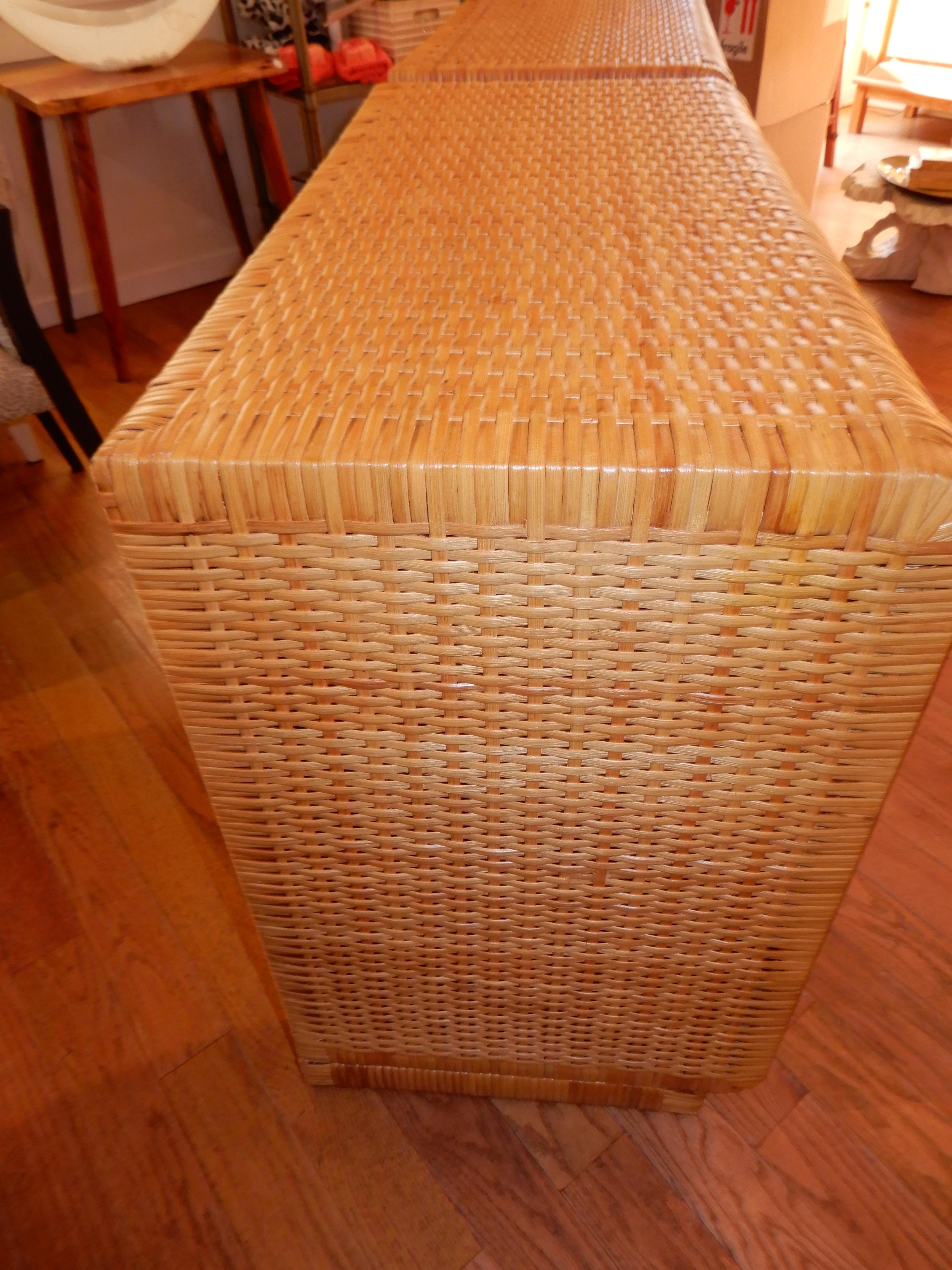 Late 20th Century Pair of Ficks & Reed Modern Rattan Three Drawer Chests/Dressers