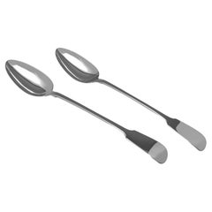 Pair of fiddle pattern basting spoons made by Mary Chawner London 1835