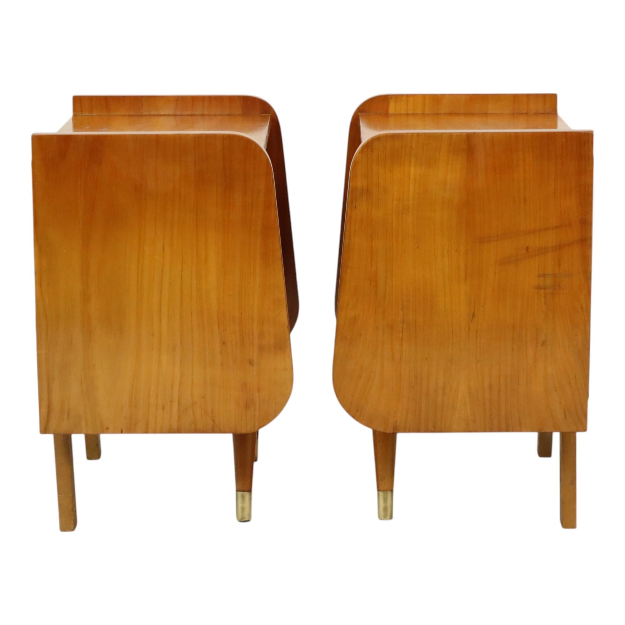 Ottone Coppia di comodini in legno Rockabilly degli anni '50 Vintage Design in vendita
