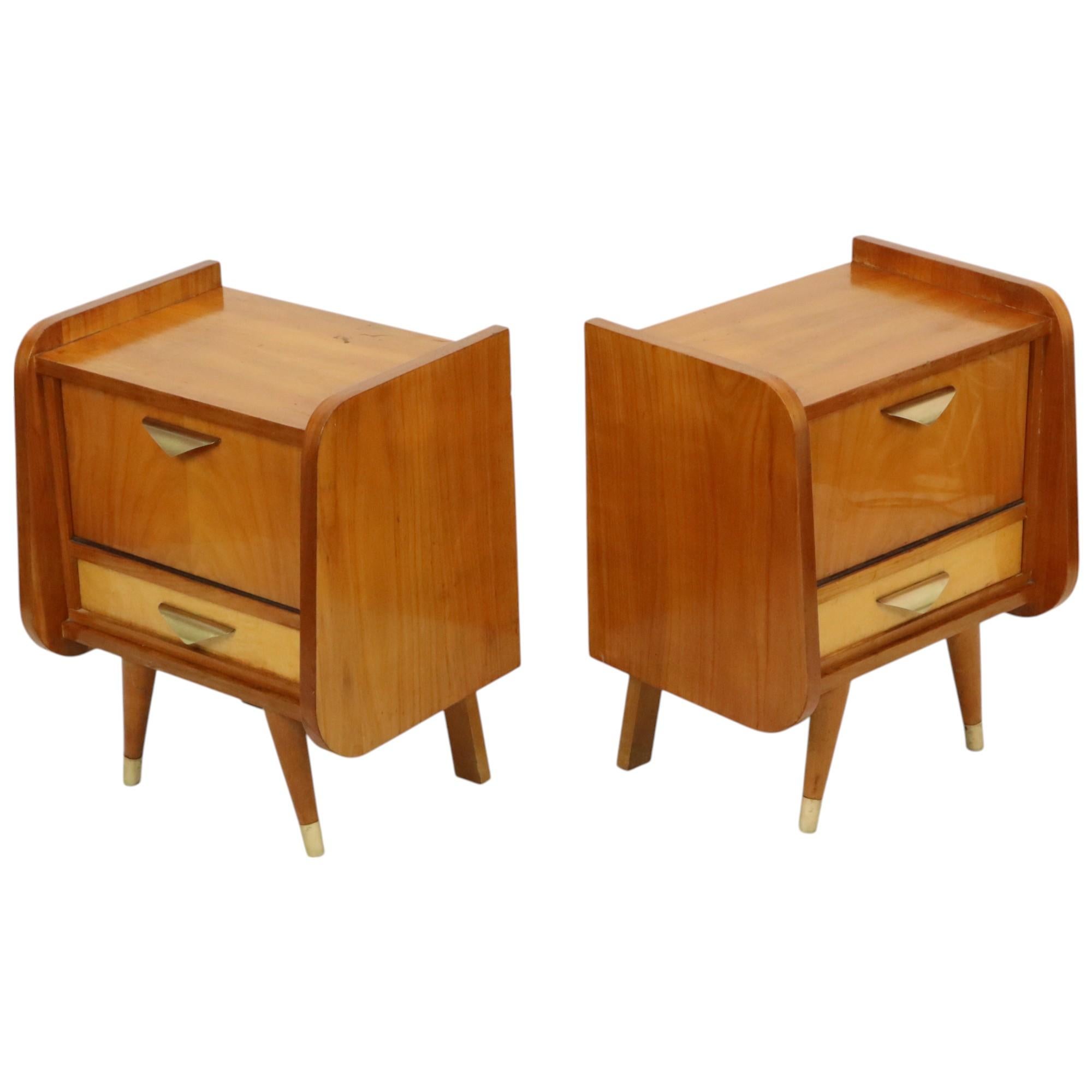 Coppia di comodini in legno Rockabilly degli anni '50 Vintage Design in vendita 3