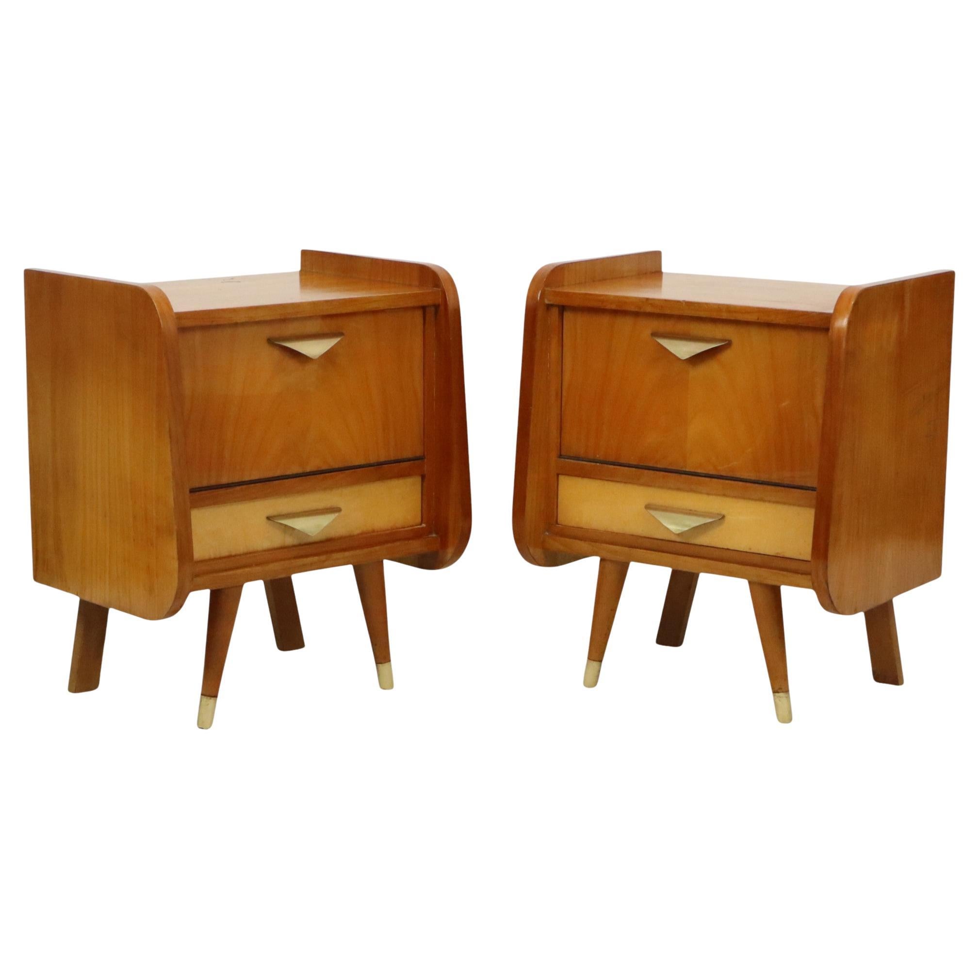 Coppia di comodini in legno Rockabilly degli anni '50 Vintage Design in vendita