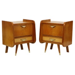 Coppia di comodini in legno Rockabilly degli anni '50 Vintage Design