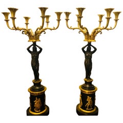 Pair of Figural 19th Century Woman Empire Candelabras