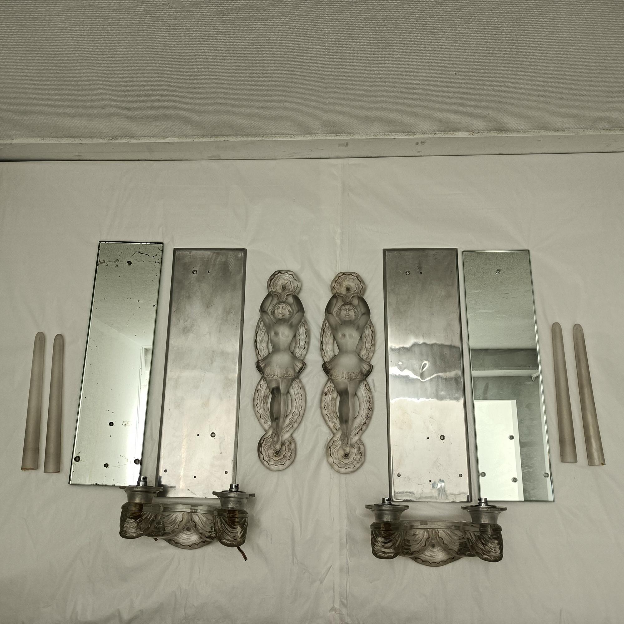 Pair of Figural Art Deco Sconces by Marc Lalique For Sale 1