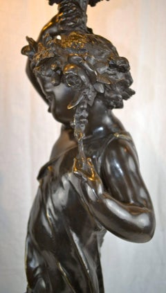 Pair of Figural Bronze Torcheres