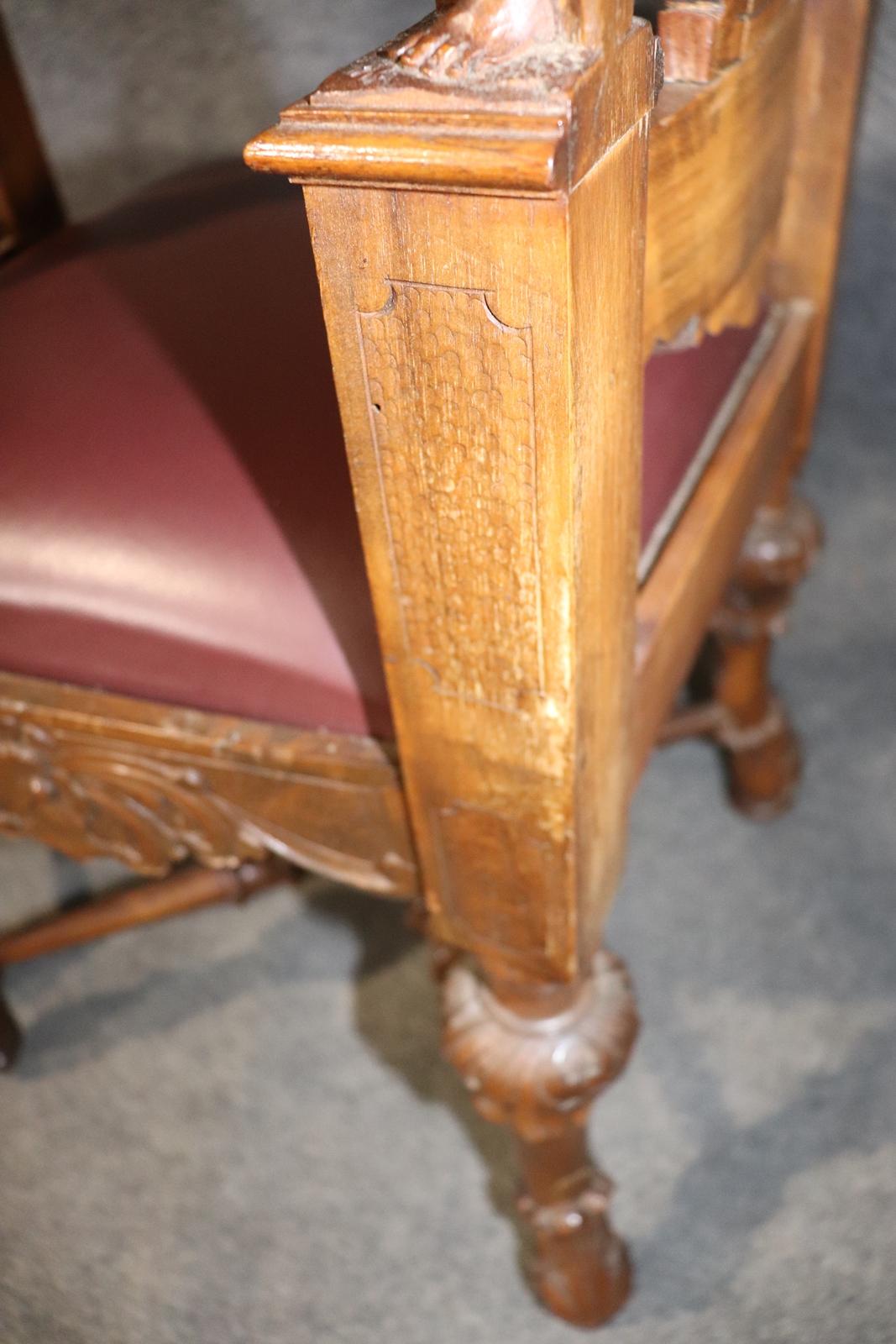 Pair of Figural Carved Walnut R.J. Horner Style Renaissance Chairs, circa 1880 For Sale 8