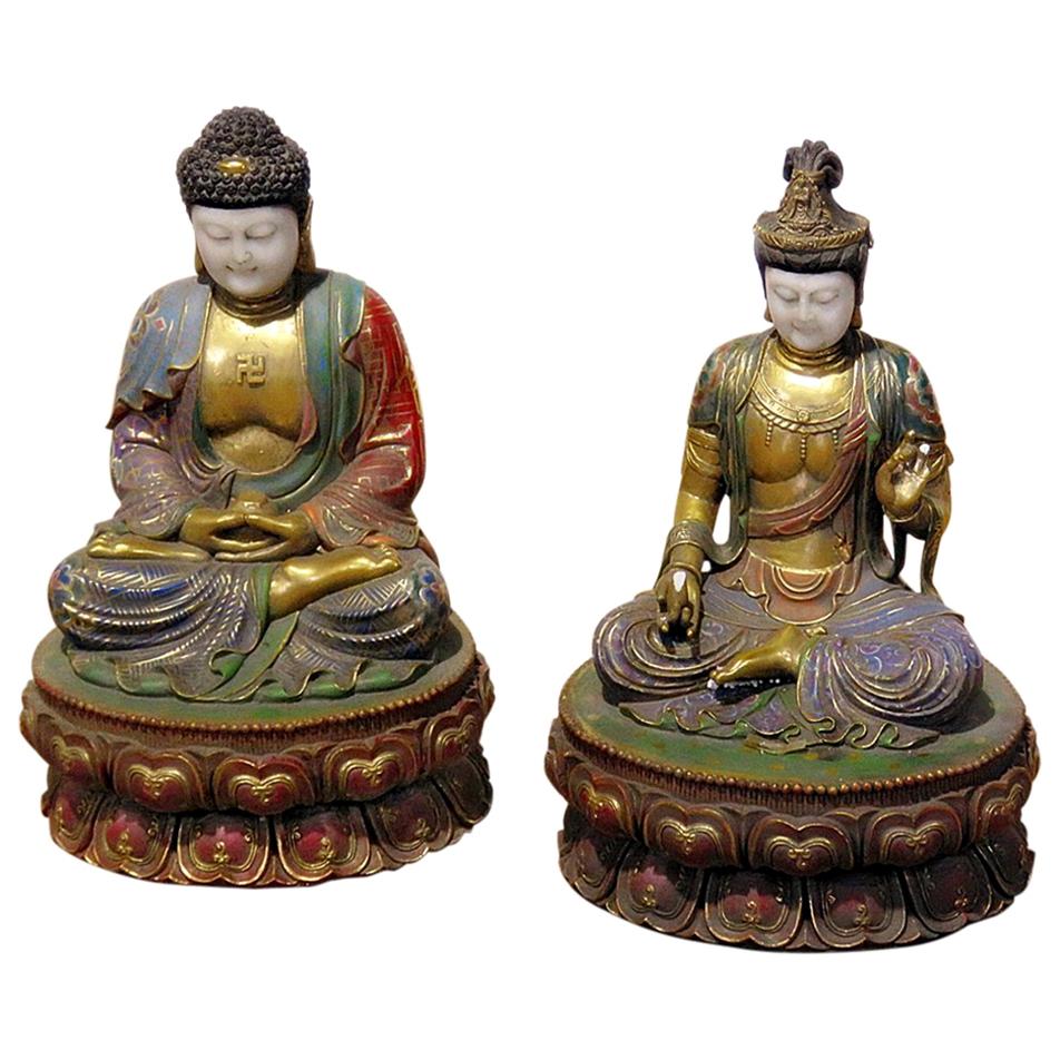 Pair of Figural Oriental Marble Statues