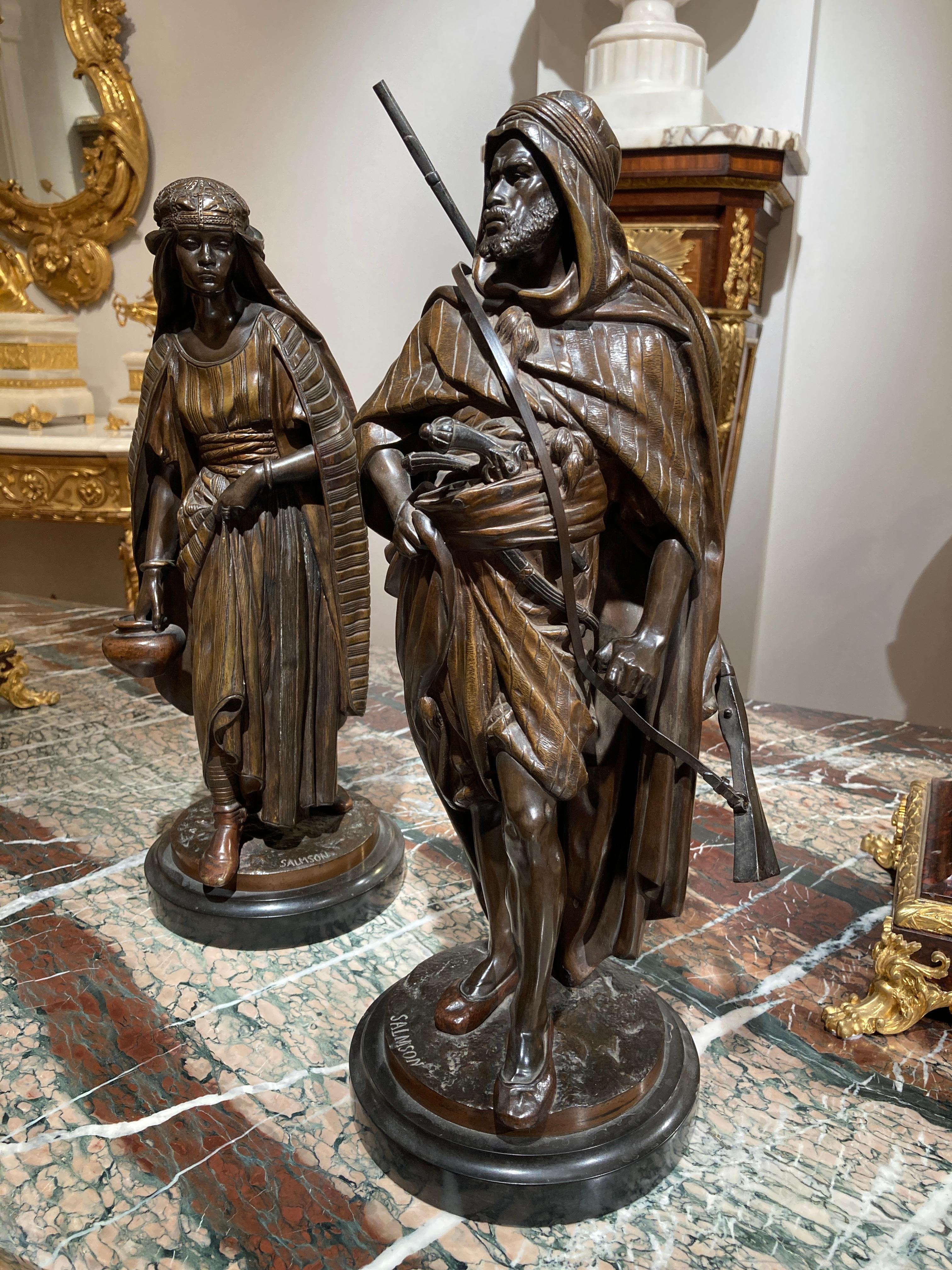 Pair of Figural Orientalist Bronzes by Jean Jules Salmson, 1823-1902 In Excellent Condition For Sale In London, GB