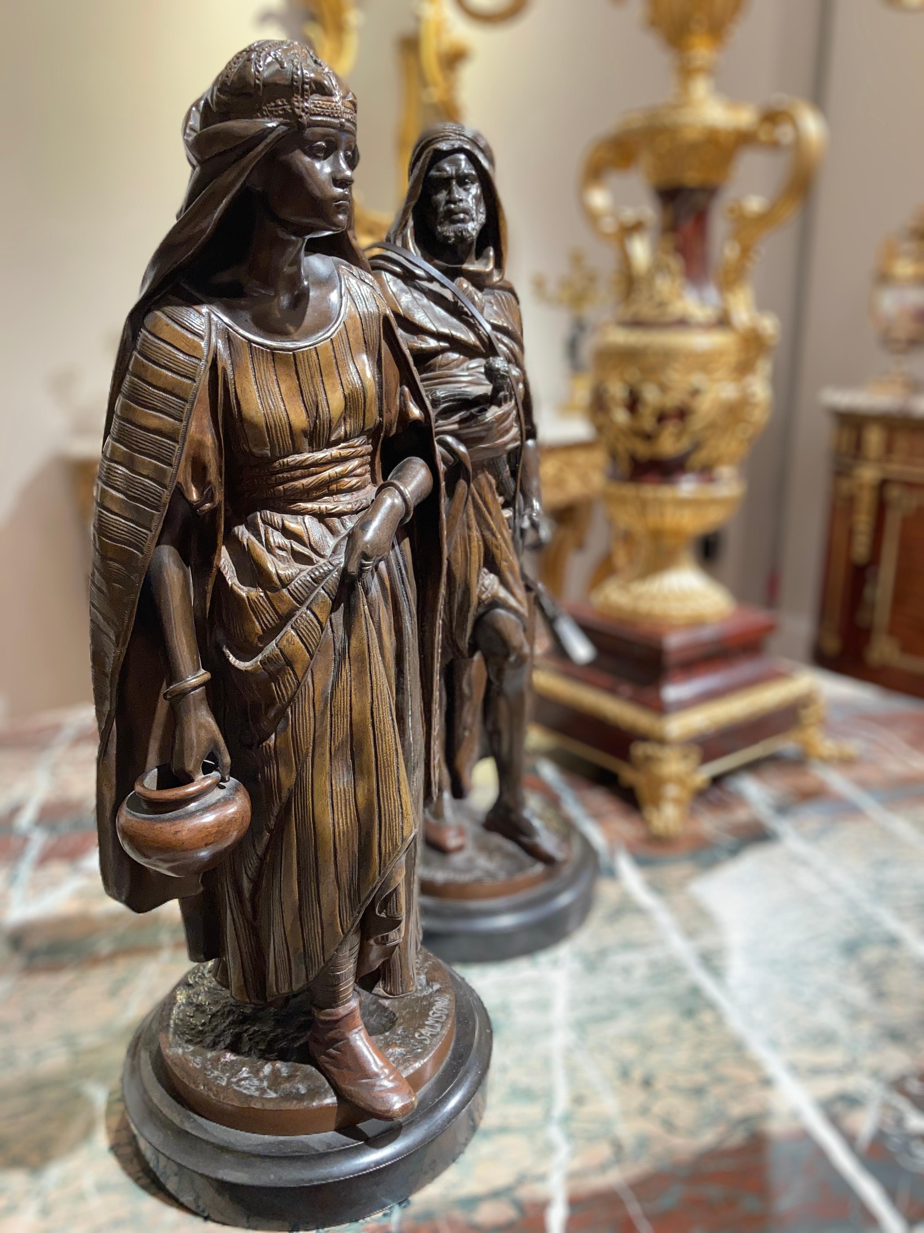 19th Century Pair of Figural Orientalist Bronzes by Jean Jules Salmson, 1823-1902 For Sale