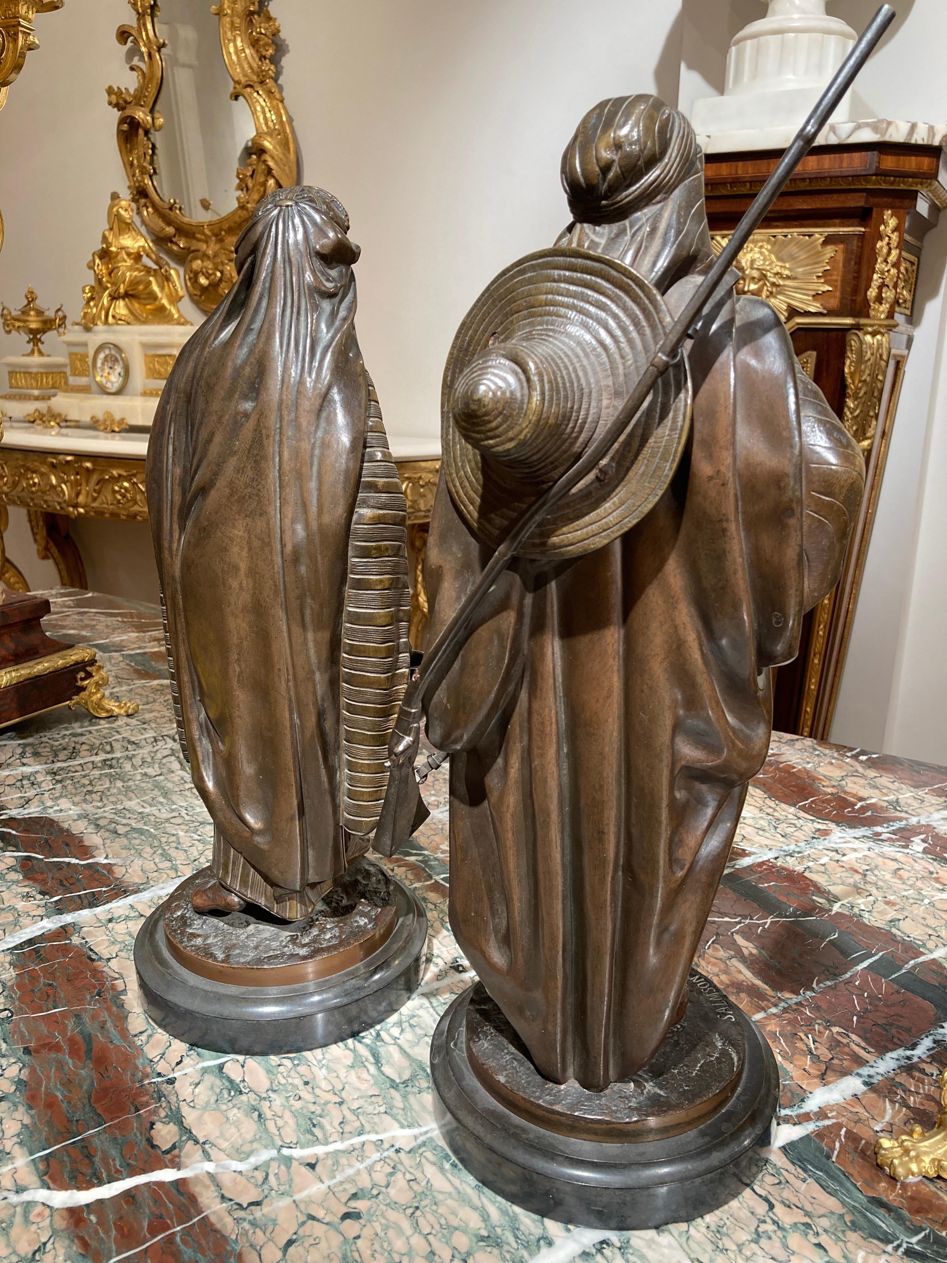 Pair of Figural Orientalist Bronzes by Jean Jules Salmson, 1823-1902 For Sale 1