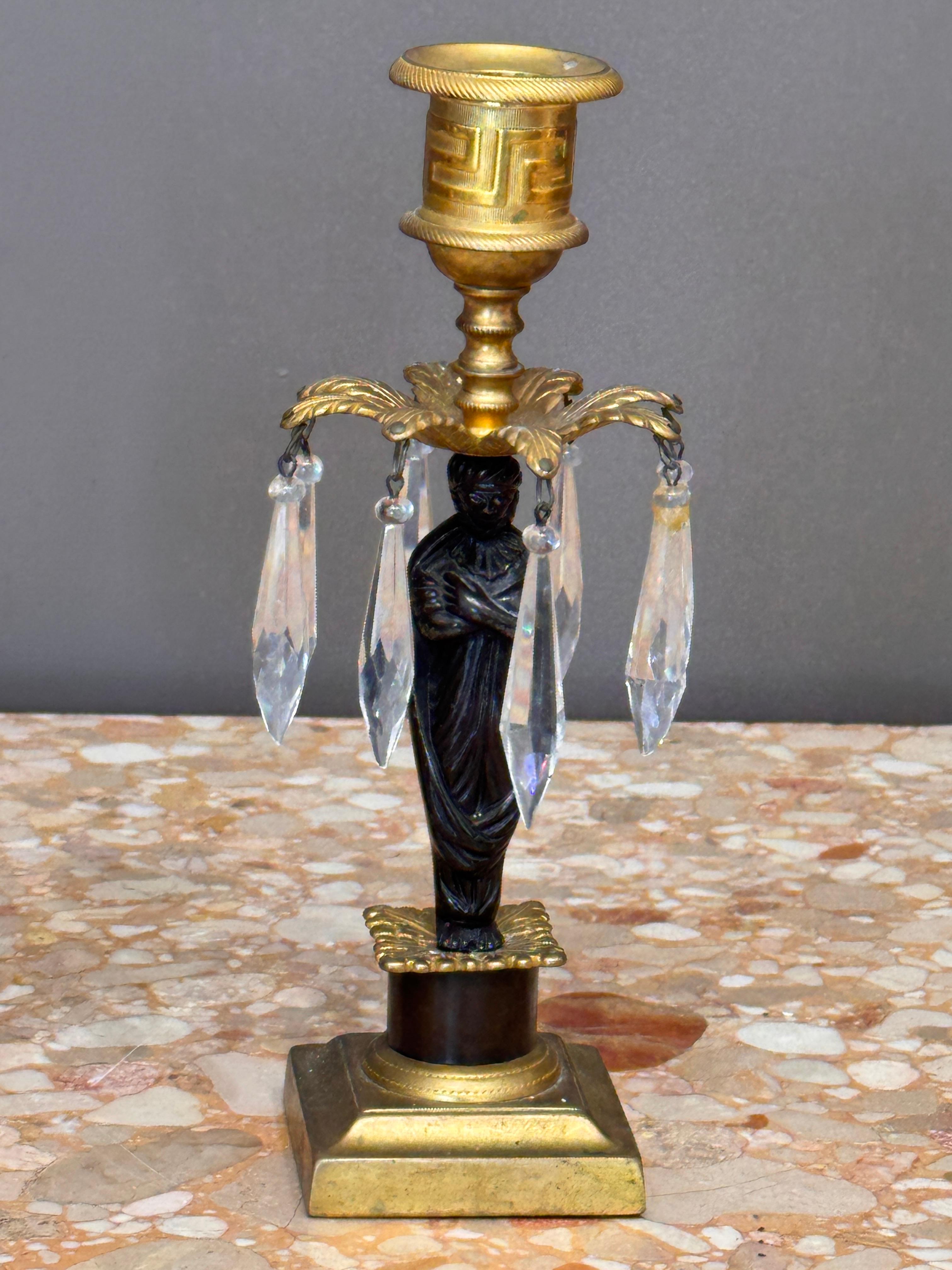 Pair of Figural Ormolu and Patinated Bronze Girandoles en Bueno estado para la venta en Charlottesville, VA